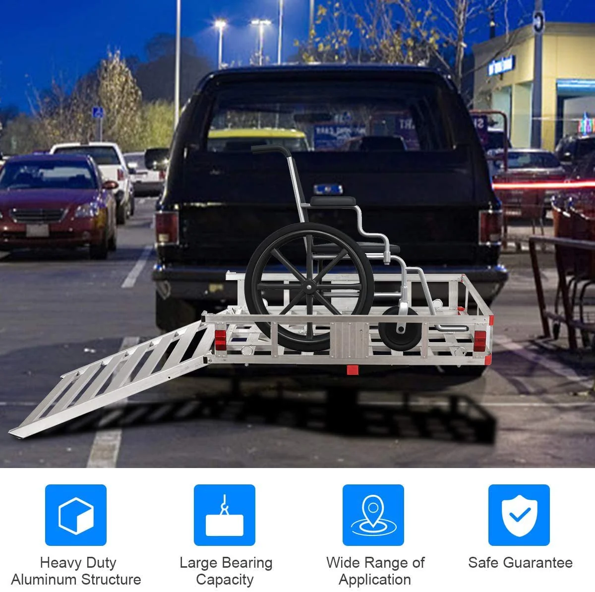 Aluminum Cargo Carrier, 50"x29.5" Hitch Mounted Wheelchair Scooter Mobility Carrier - Image 4