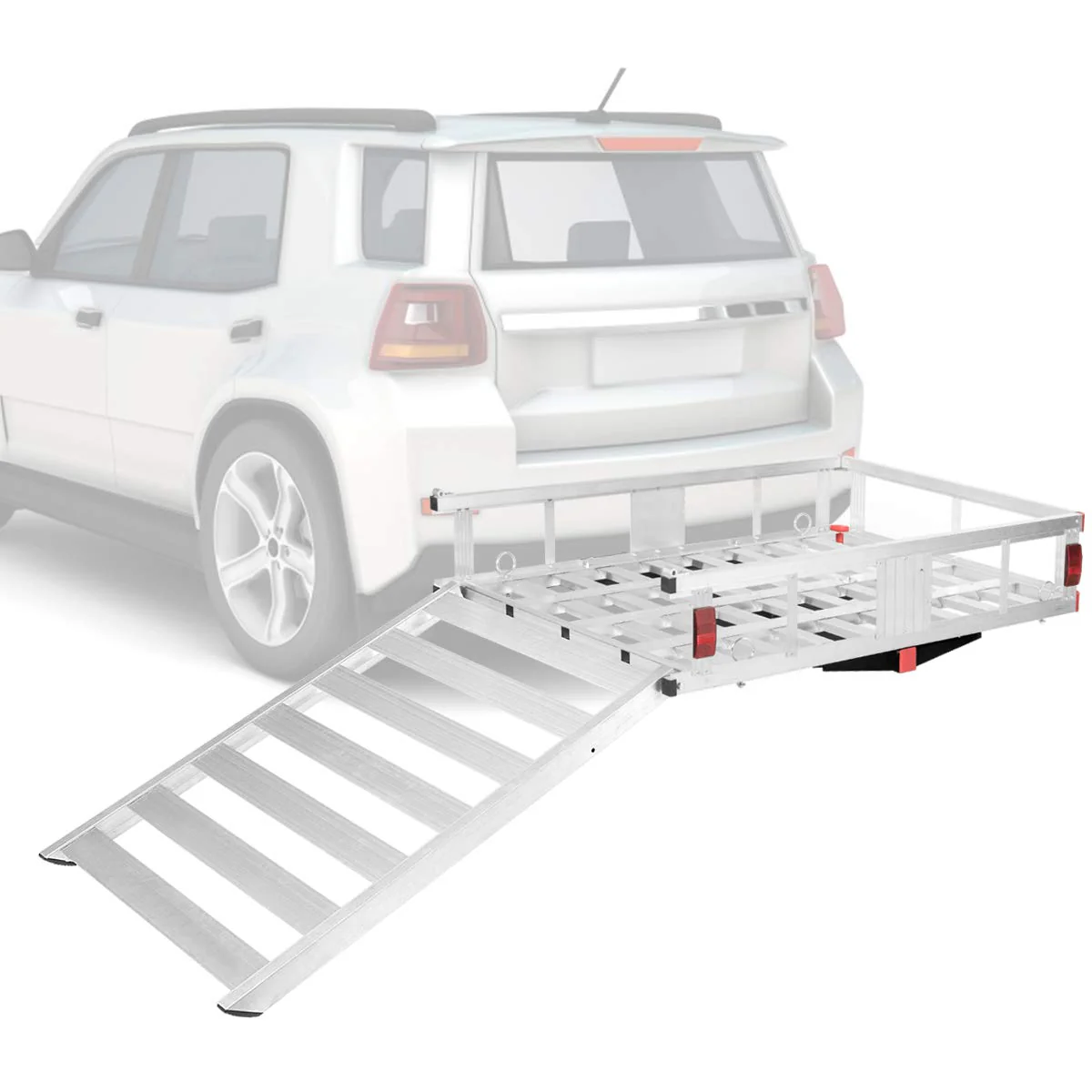 Aluminum Cargo Carrier, 50"x29.5" Hitch Mounted Wheelchair Scooter Mobility Carrier - Image 6