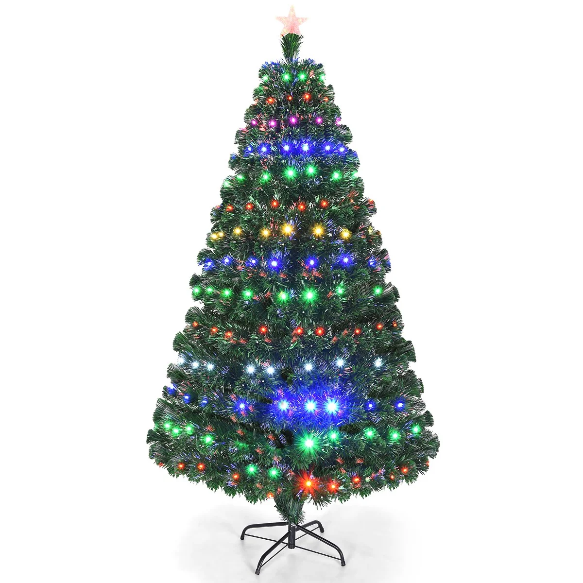 Artificial Christmas Tree Pre-Lit Optical Fiber Tree 8 Flash Modes