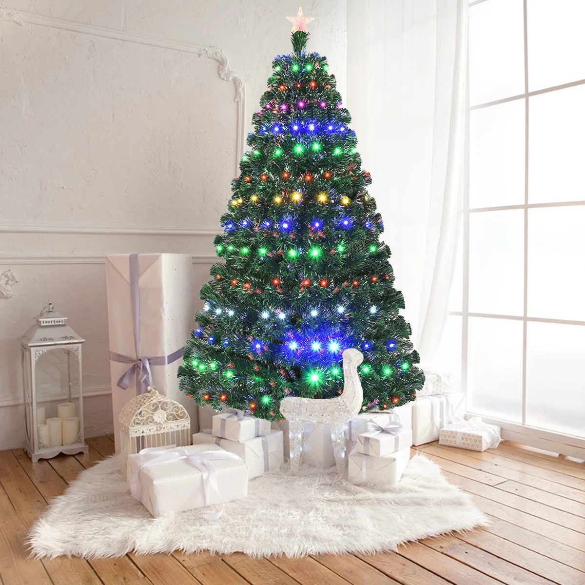Artificial Christmas Tree Pre-Lit Optical Fiber Tree 8 Flash Modes - Image 2