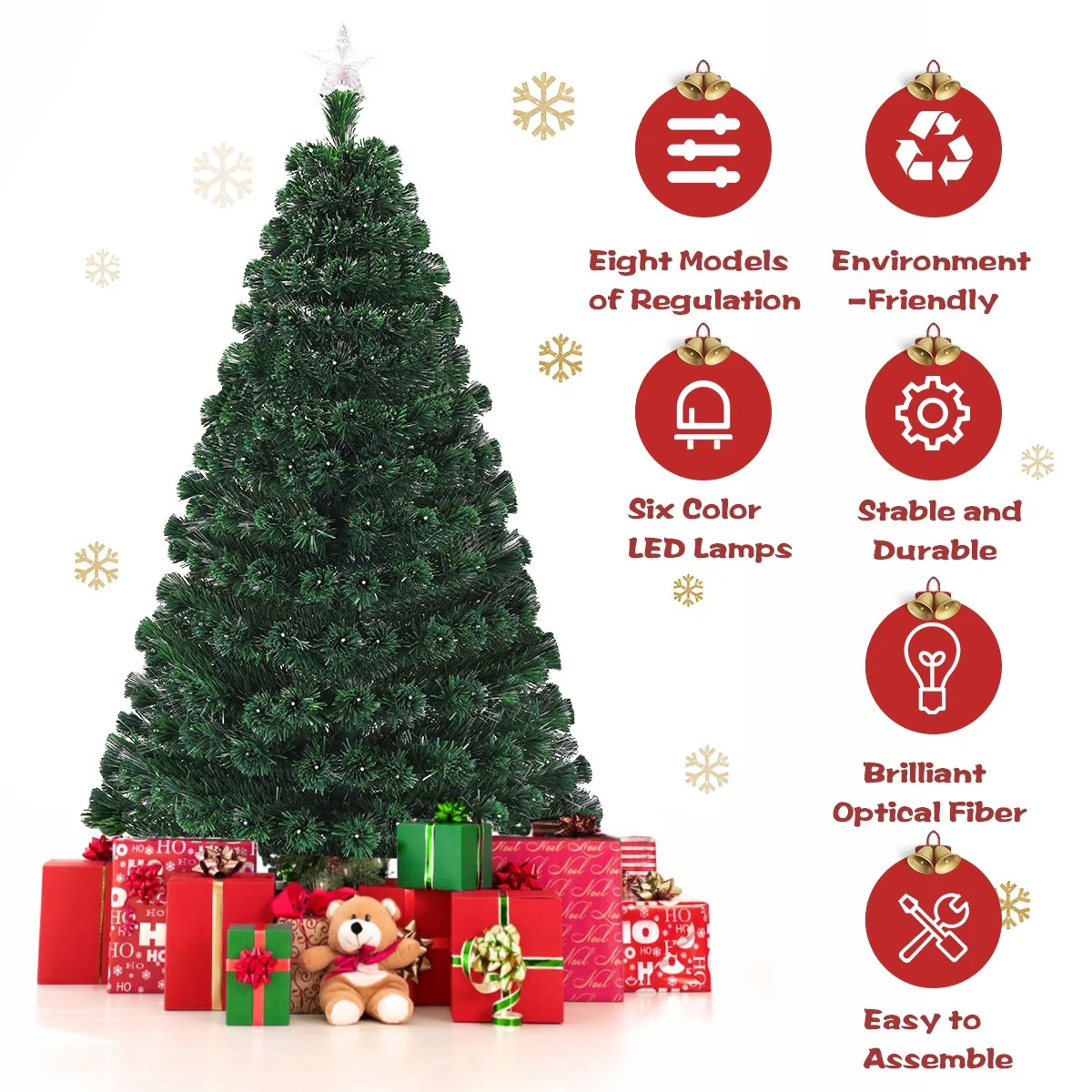 Artificial Christmas Tree Pre-Lit Optical Fiber Tree 8 Flash Modes - Image 5