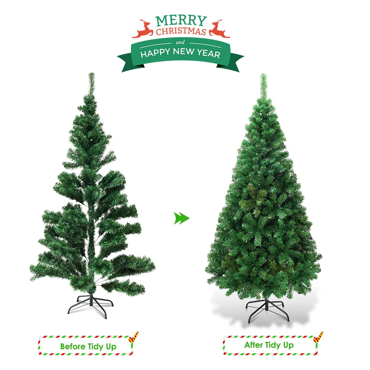 Artificial Christmas Tree with Solid Metal Stand - Image 6