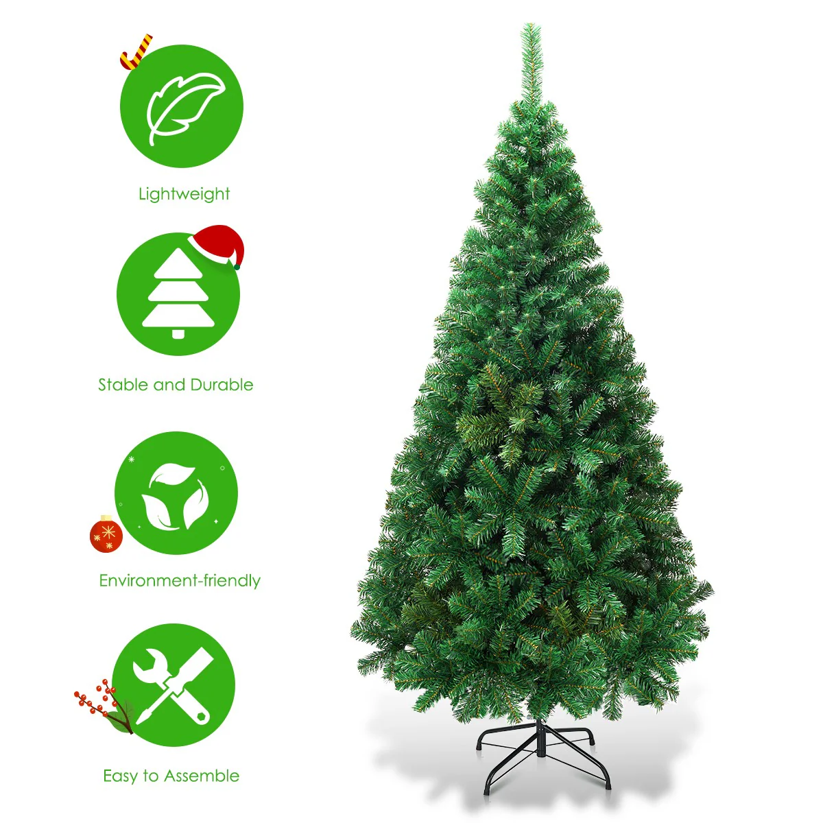 Artificial Christmas Tree with Solid Metal Stand - Image 8