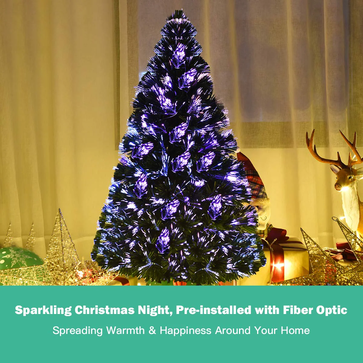 Artificial PVC Christmas Tree Pre-Lit Fiber Optic Tree - Image 3