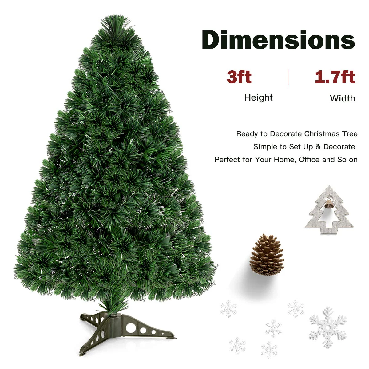 Artificial PVC Christmas Tree Pre-Lit Fiber Optic Tree - Image 4