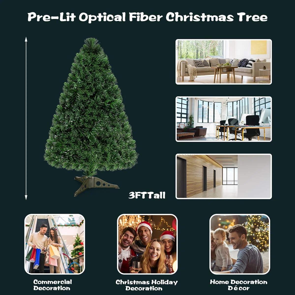 Artificial PVC Christmas Tree Pre-Lit Fiber Optic Tree - Image 7