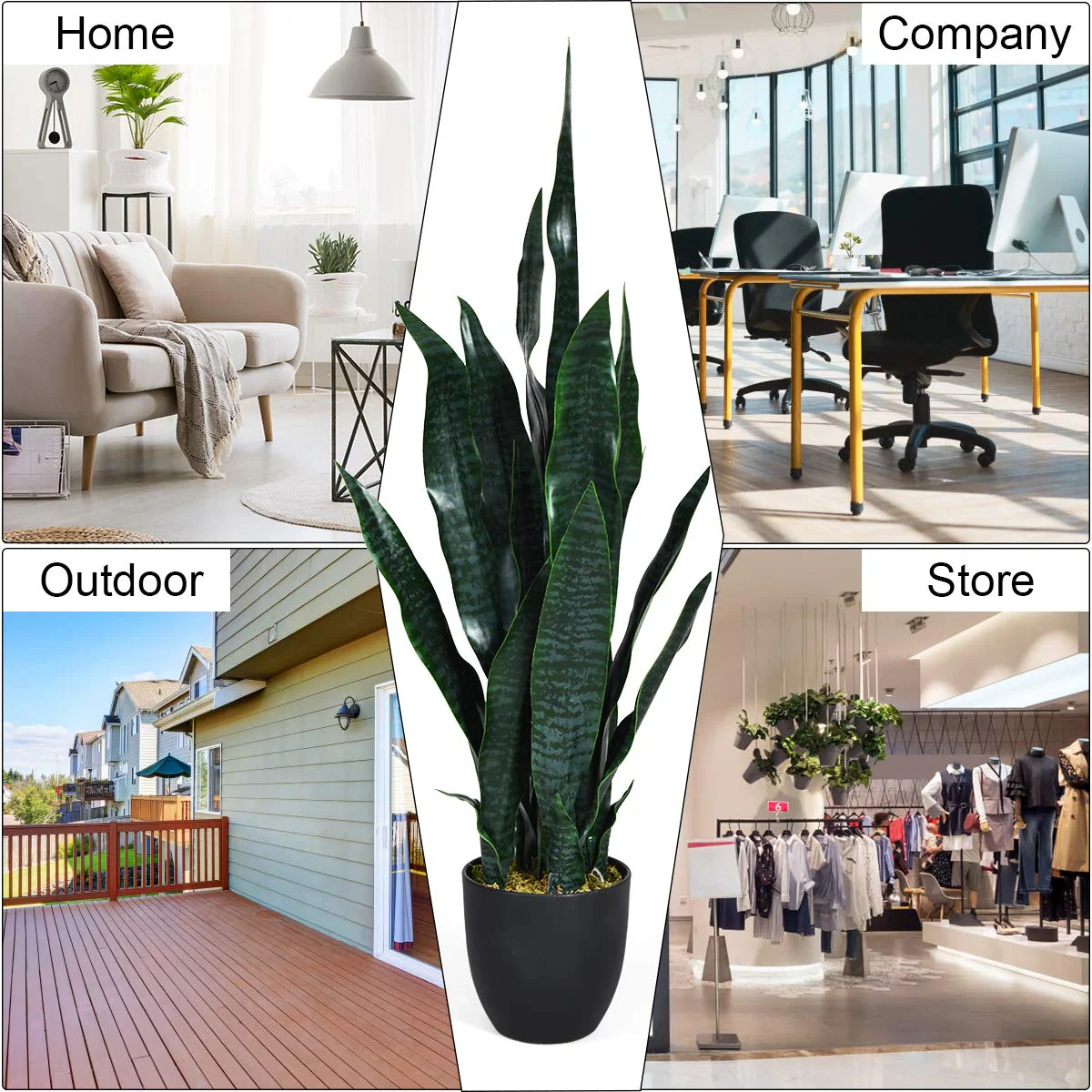 Artificial Snake Plant, 36" Fake Sansevieria - Image 6