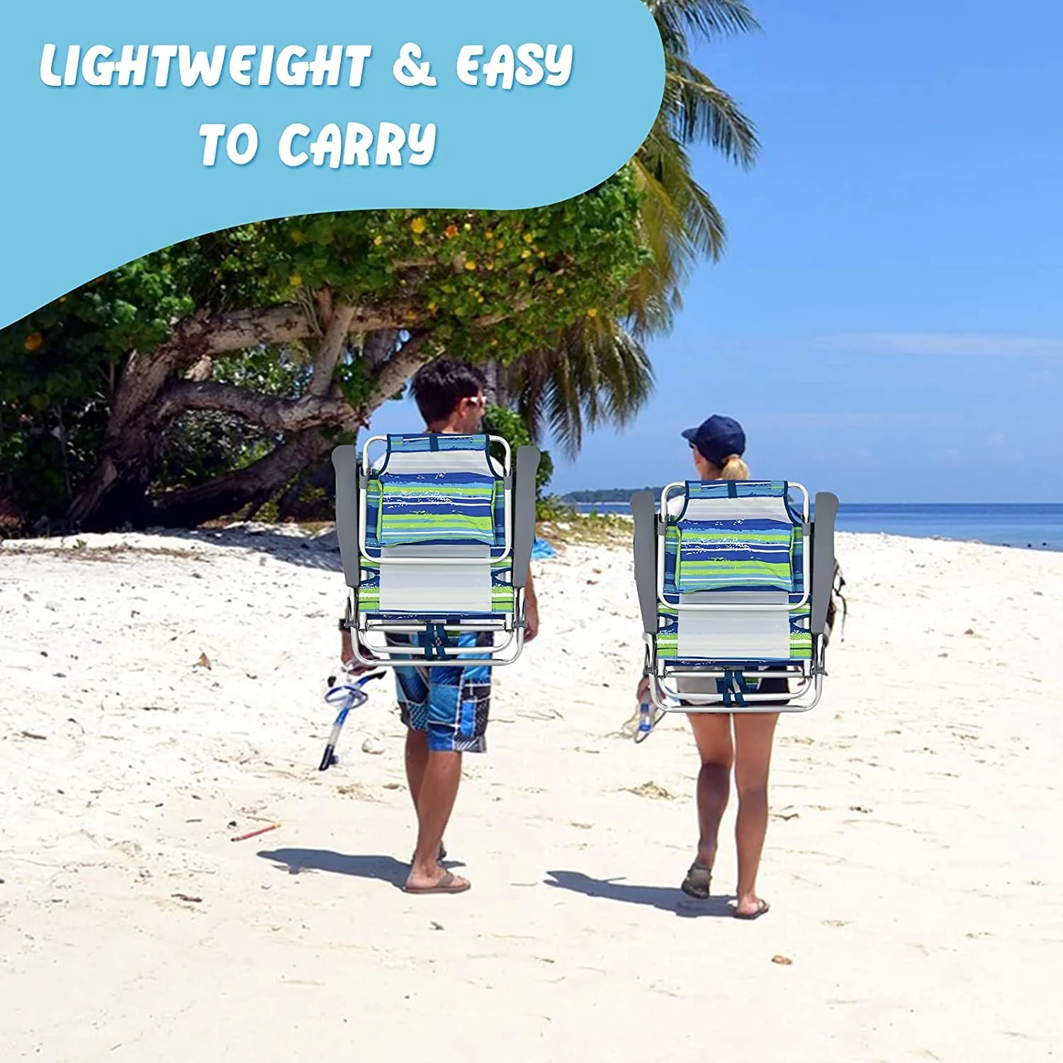 Backpack Beach Chairs, 4 Pcs Portable Camping Chairs with Cool Bag and Cup Holder, Without Side Table - Image 5