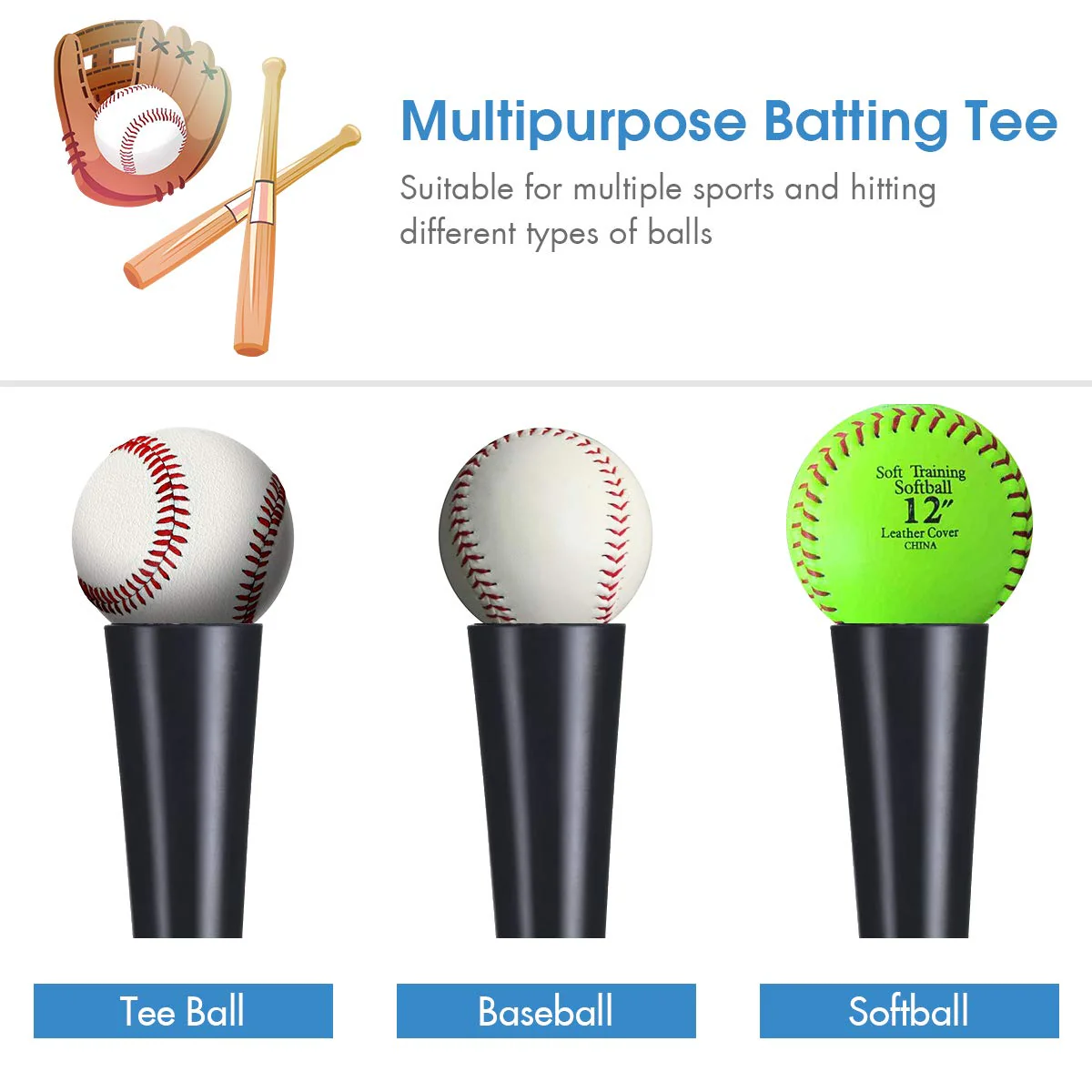 Batting Tee, Adjustable Baseball Hitting Tee Heavy Duty Softball - Image 7