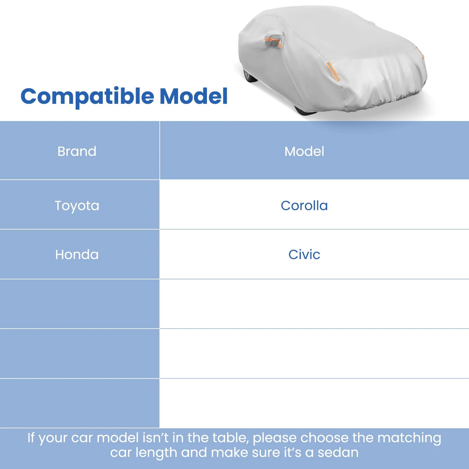 Car Cover for Automobiles 185 Inch Rain Sun UV Protection Universal Fit Sedan Toyota Corolla - Image 5