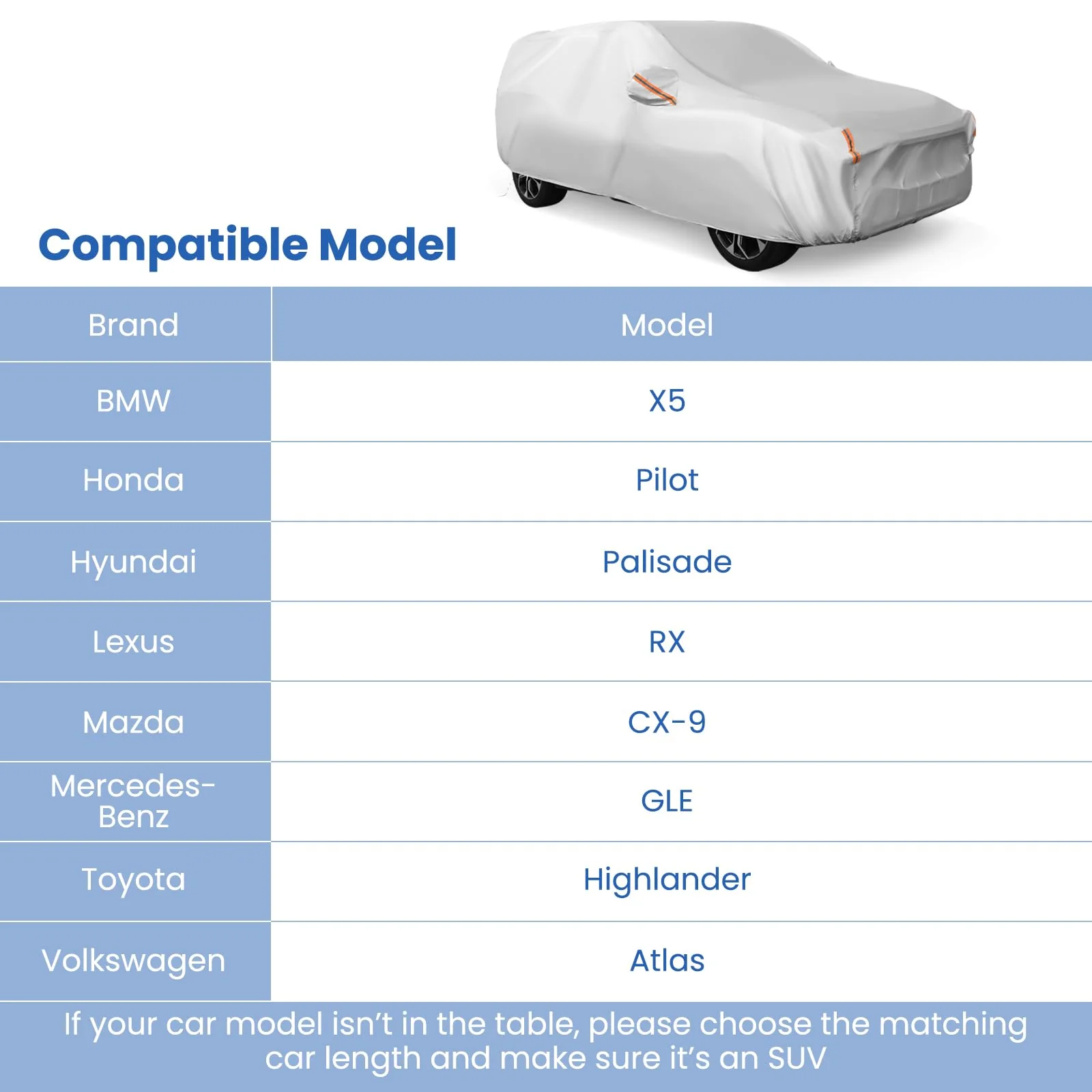 Car Cover for Automobiles 200 Inch Rain Sun UV Protection Fit SUV BMW Honda Lexus Mercedes-Benz - Image 3