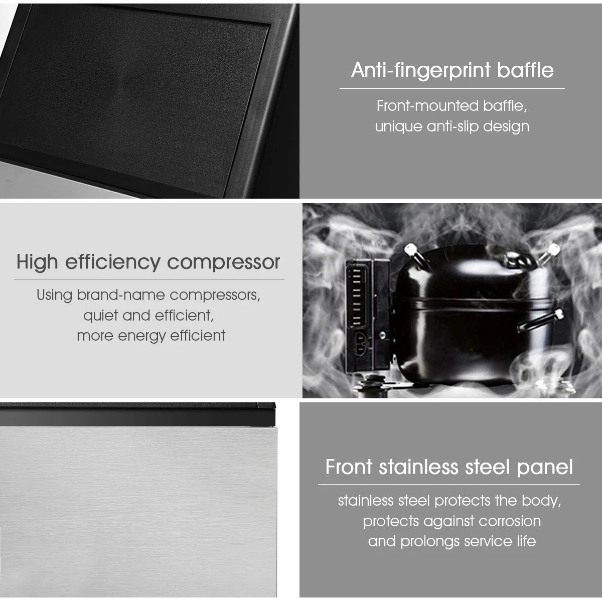 Commercial Home Ice Maker Machine, Built-in Stainless Steel Electric Ice Cube Maker, 33lbs Storage Capacity & Ice Shovel - Image 4