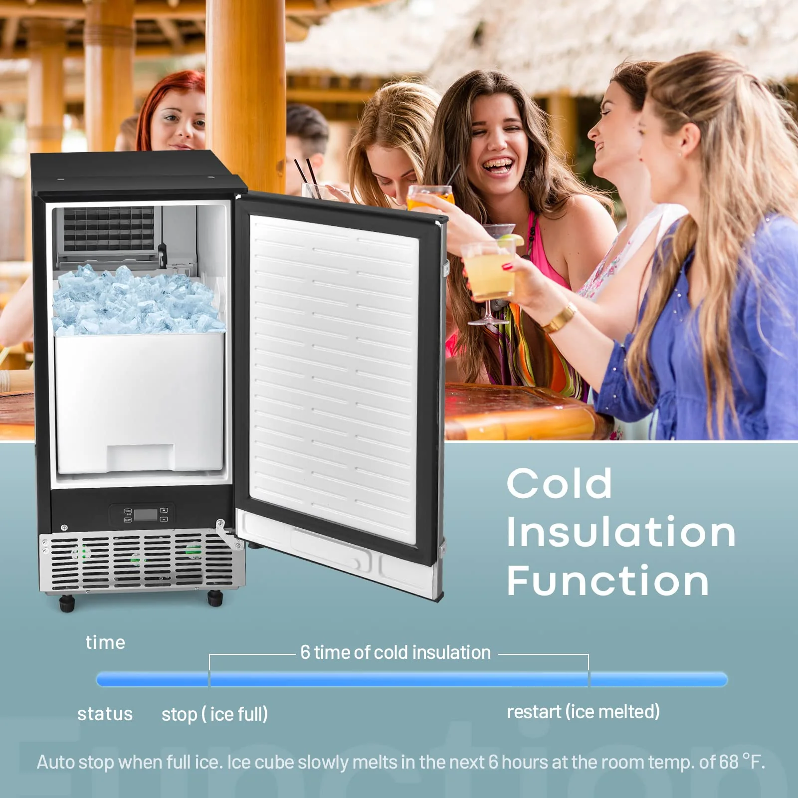 Commercial Ice Maker Machine, 80 lbs/24H Ice Cube Maker Machine with 24 lbs Storage Capacity - Image 4