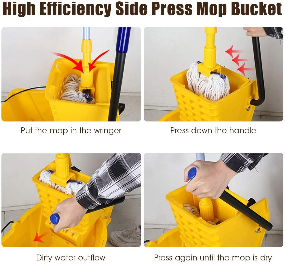 Commercial Mop Bucket Side Press Wringer Cleaning Caddy - Image 4