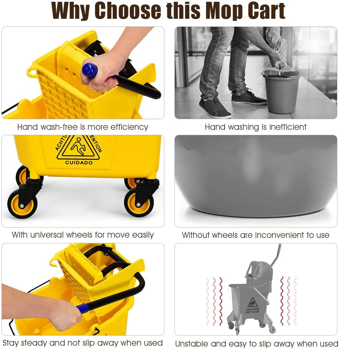 Commercial Mop Bucket Side Press Wringer Cleaning Caddy - Image 5