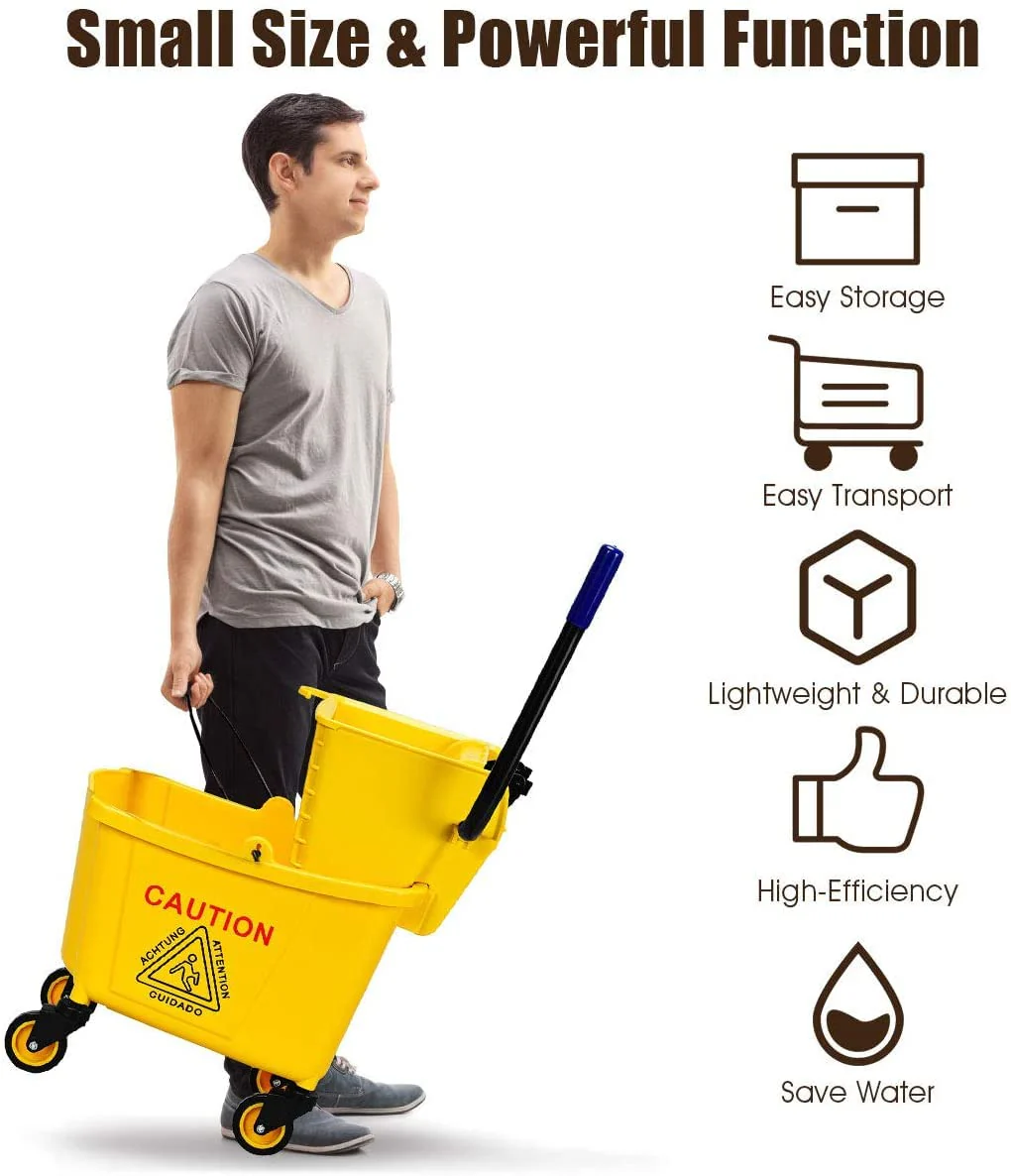 Commercial Mop Bucket Side Press Wringer Cleaning Caddy - Image 6