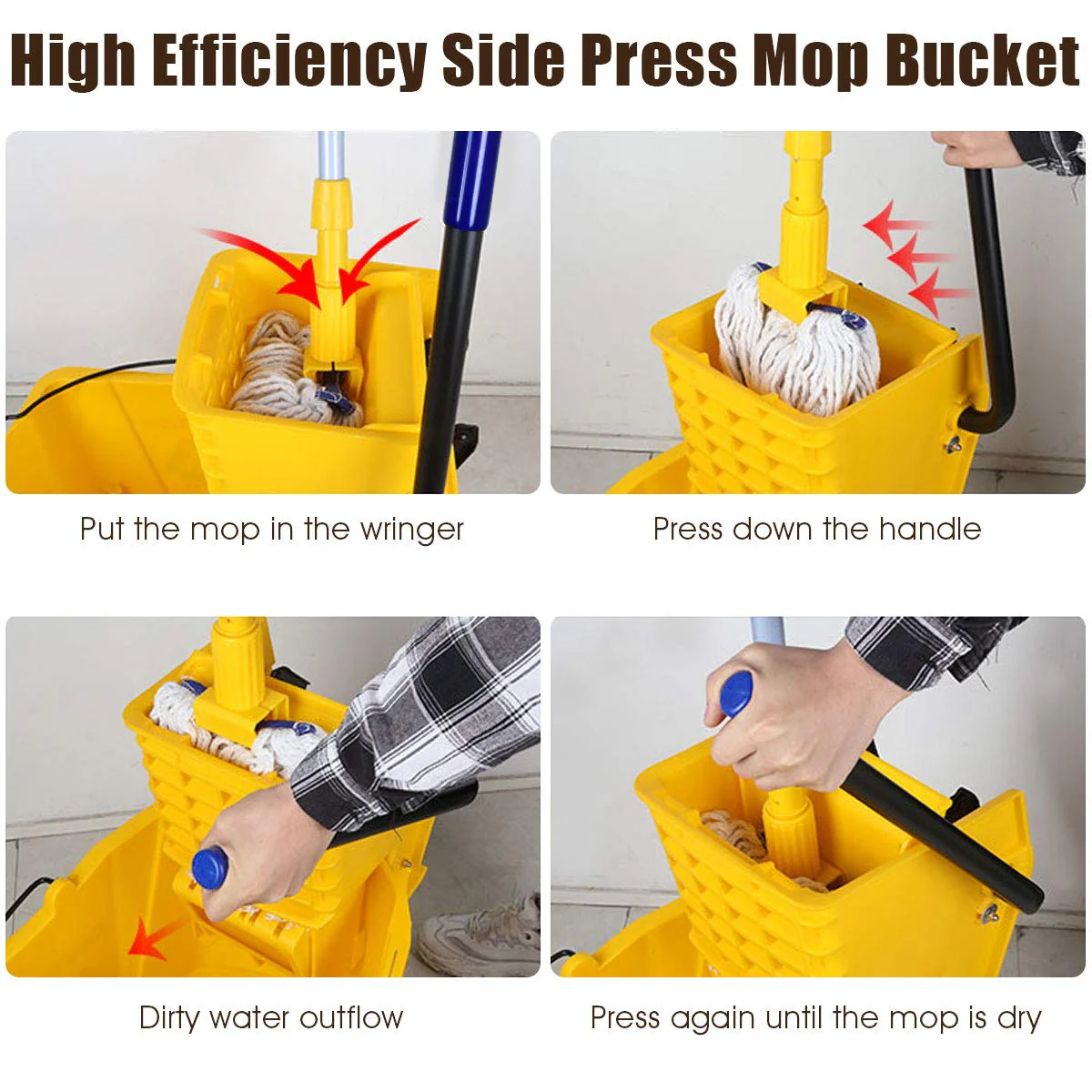 Commercial Mop Bucket with Wringer, Household Portable Mop Bucket - Image 5