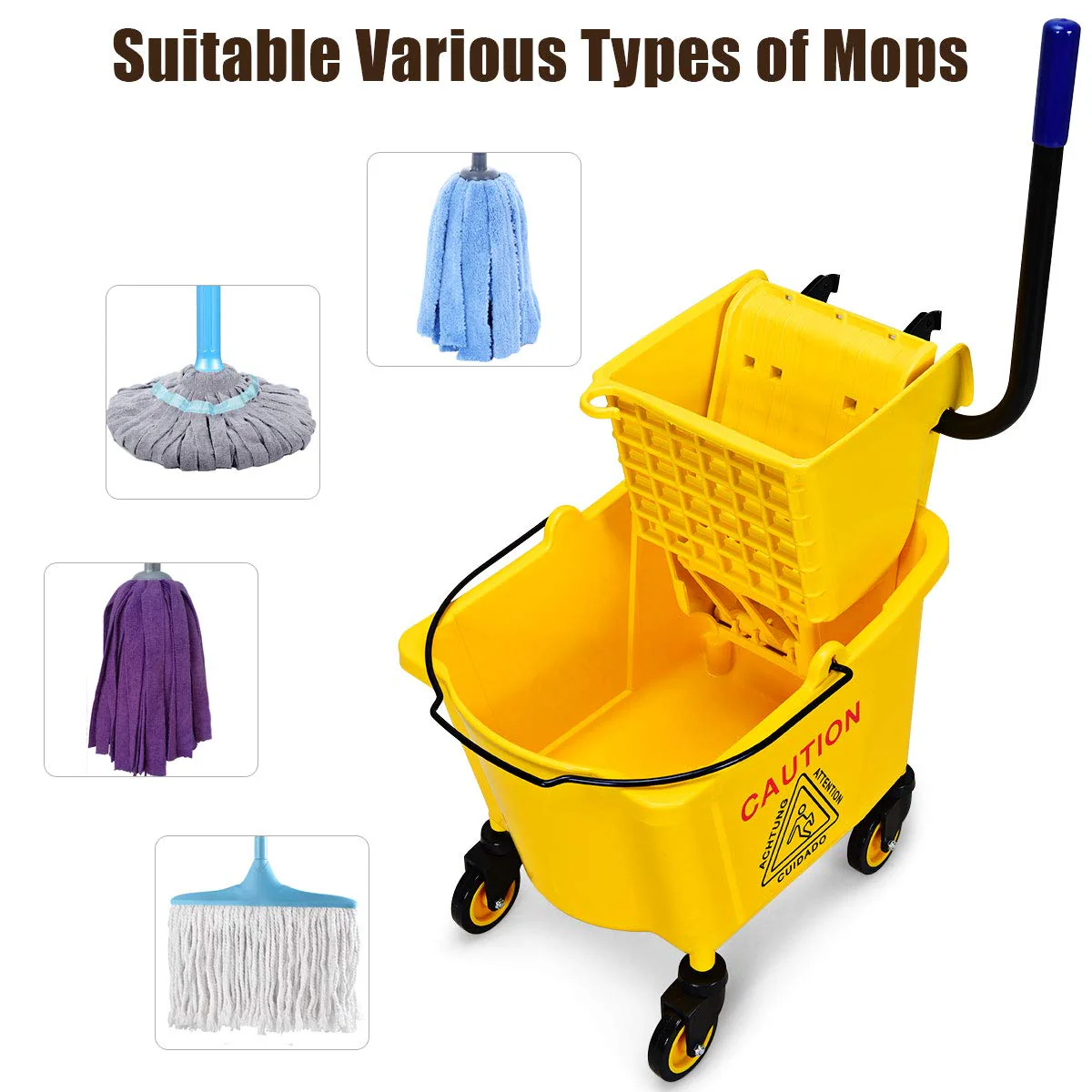 Commercial Mop Bucket with Wringer, Household Portable Mop Bucket - Image 6