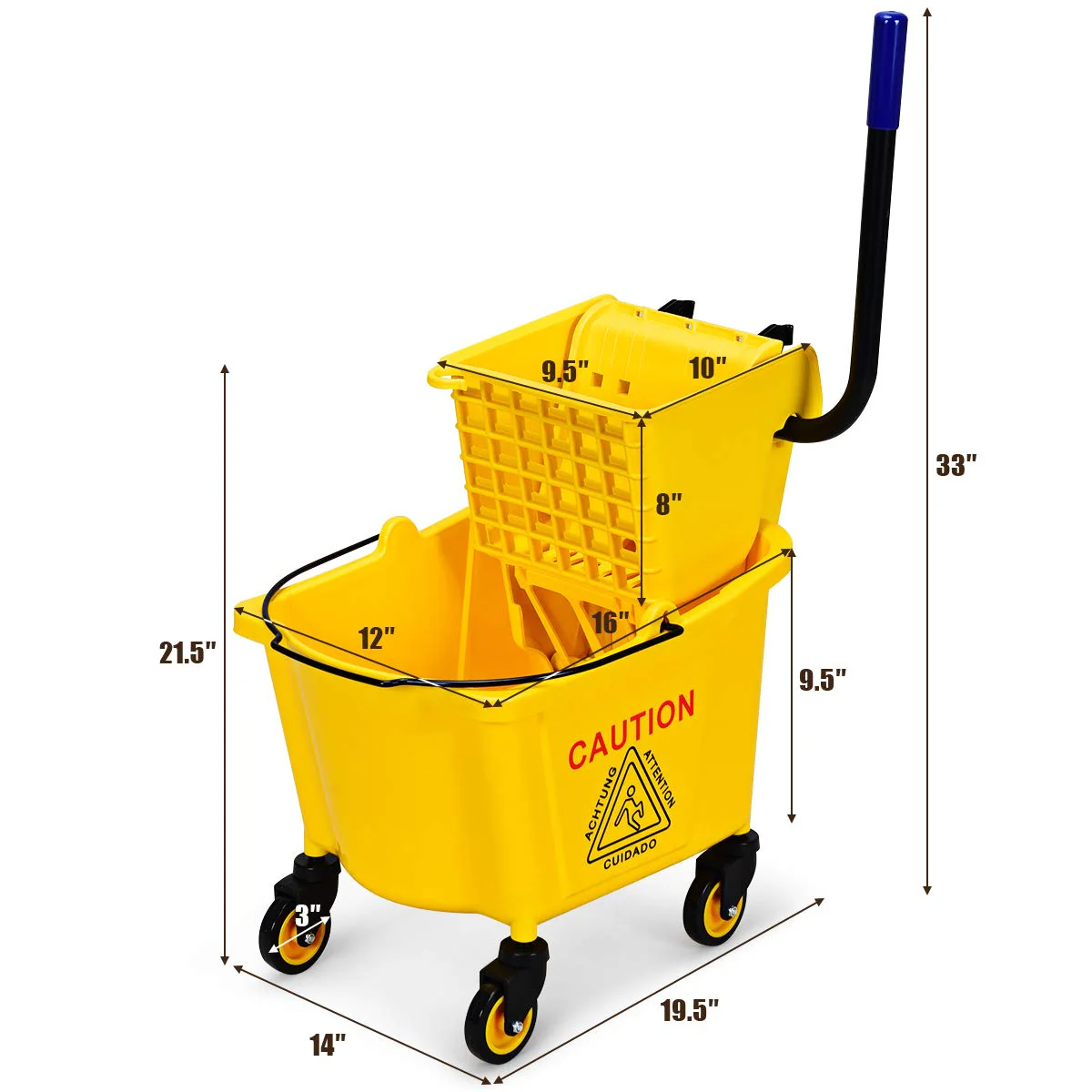 Commercial Mop Bucket with Wringer, Household Portable Mop Bucket - Image 8