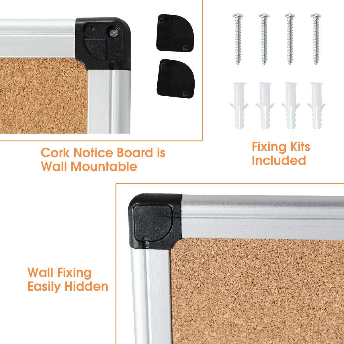 Cork Board, Bulletin Board, 18 x 24 3 Pack Aluminum Framed Cork Notice Pin Board Memo Board - Image 4