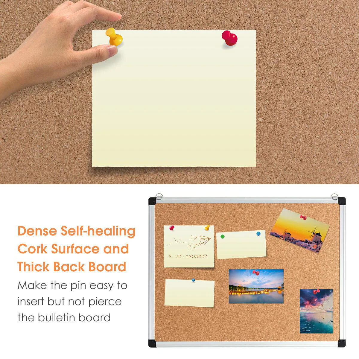 Cork Board, Bulletin Board, 18 x 24 3 Pack Aluminum Framed Cork Notice Pin Board Memo Board - Image 6