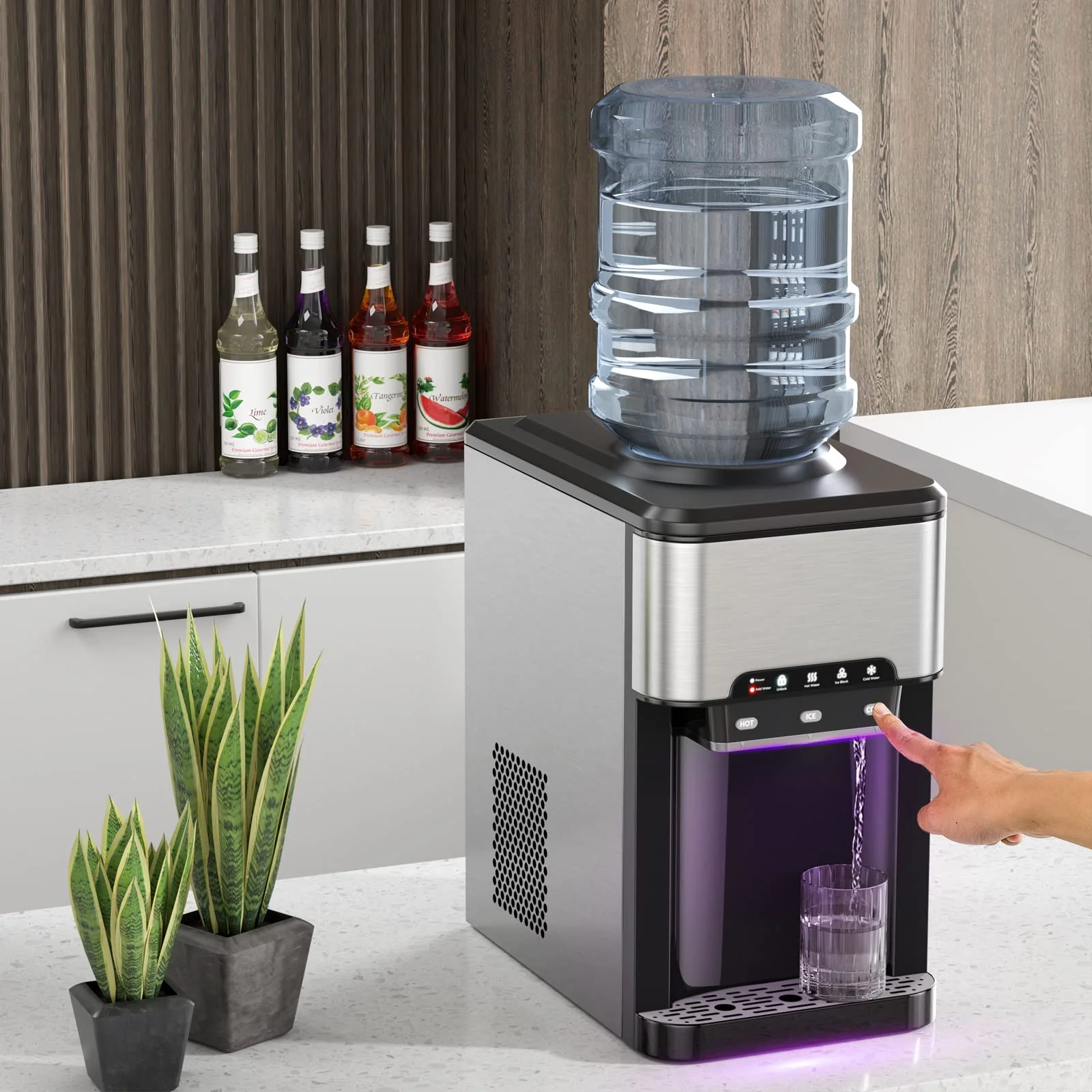 Countertop Water Cooler Dispenser with Ice Maker, 3 in 1 Top-Loading Hot & Cold Water Dispenser 5 Gallon - Image 7