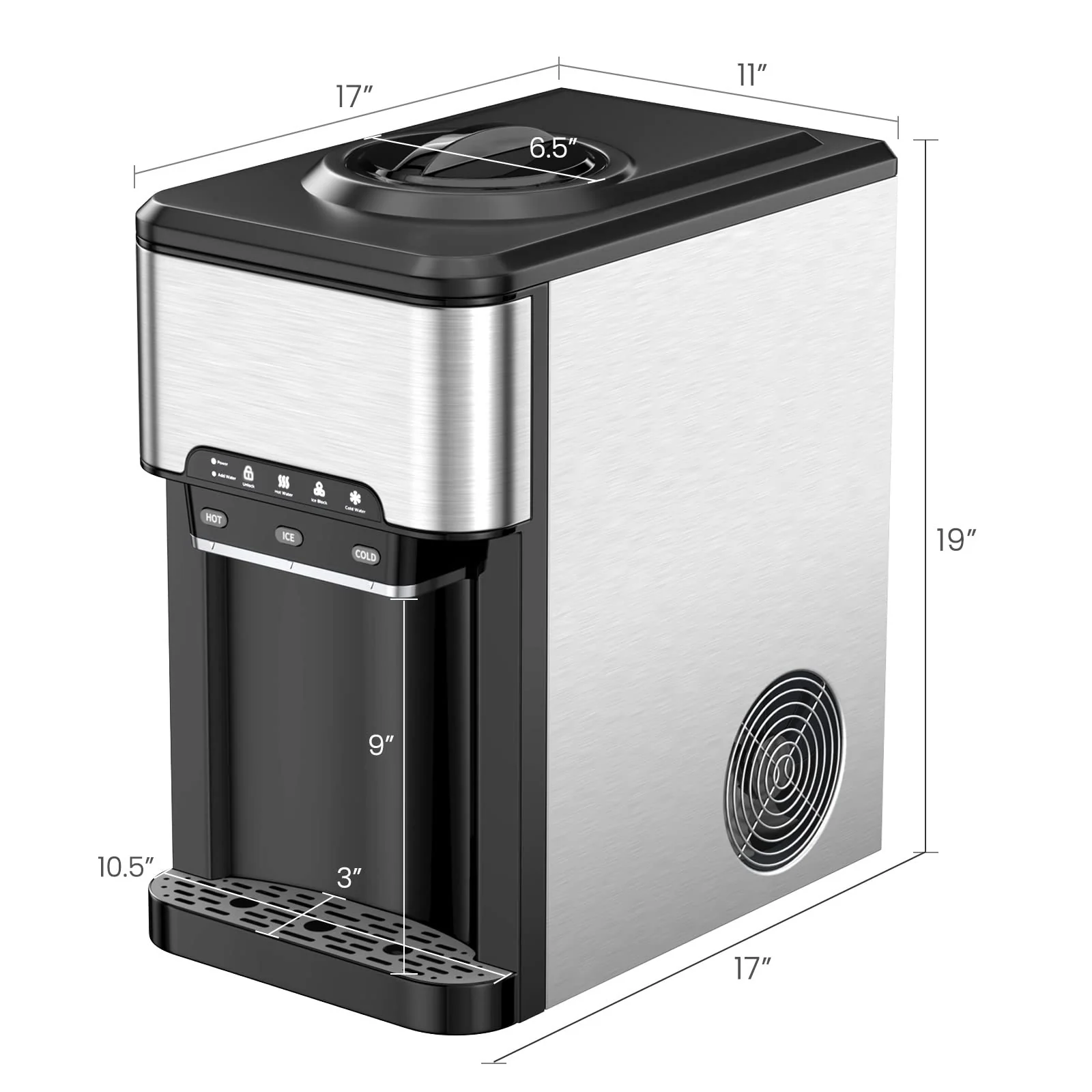 Countertop Water Cooler Dispenser with Ice Maker, 3 in 1 Top-Loading Hot & Cold Water Dispenser 5 Gallon - Image 8