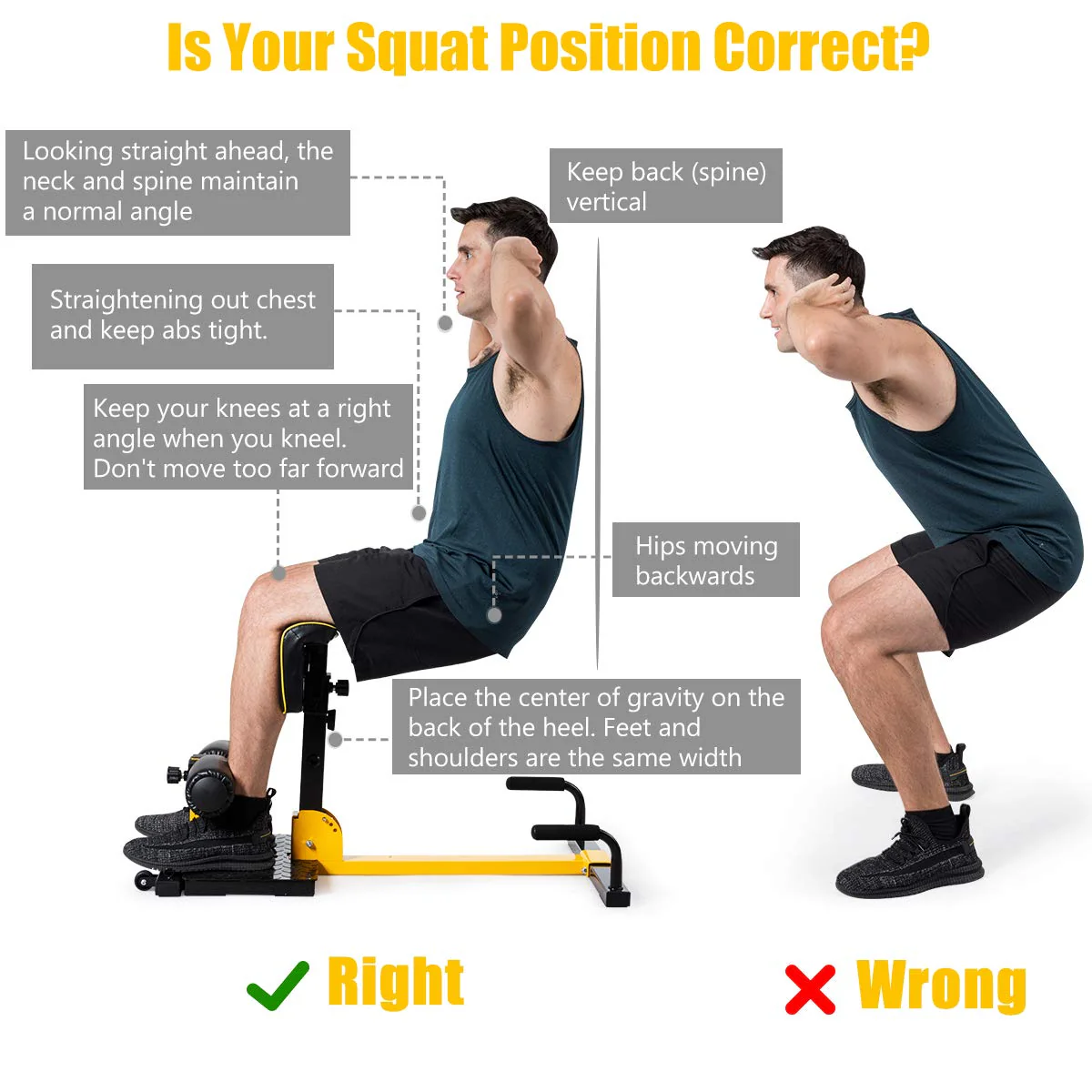 Deep Squat Machine with Anti-Skid Measures, Soft PVC Cover, Handy Wheels - Image 8