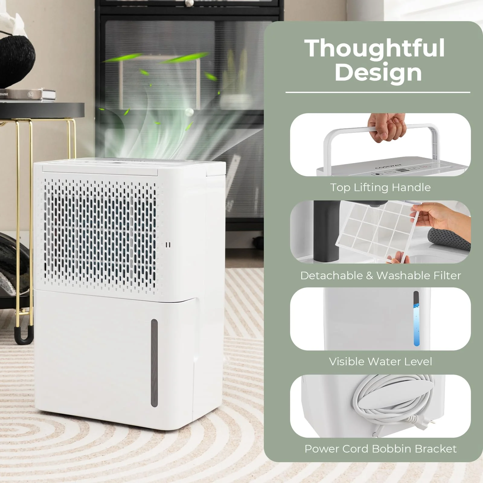 Dehumidifier for Basement, 2000 Sq. Ft 32 Pint Quiet & Energy Efficient Dehumidifier w/Continuous/Drying/Auto Mode - Image 9