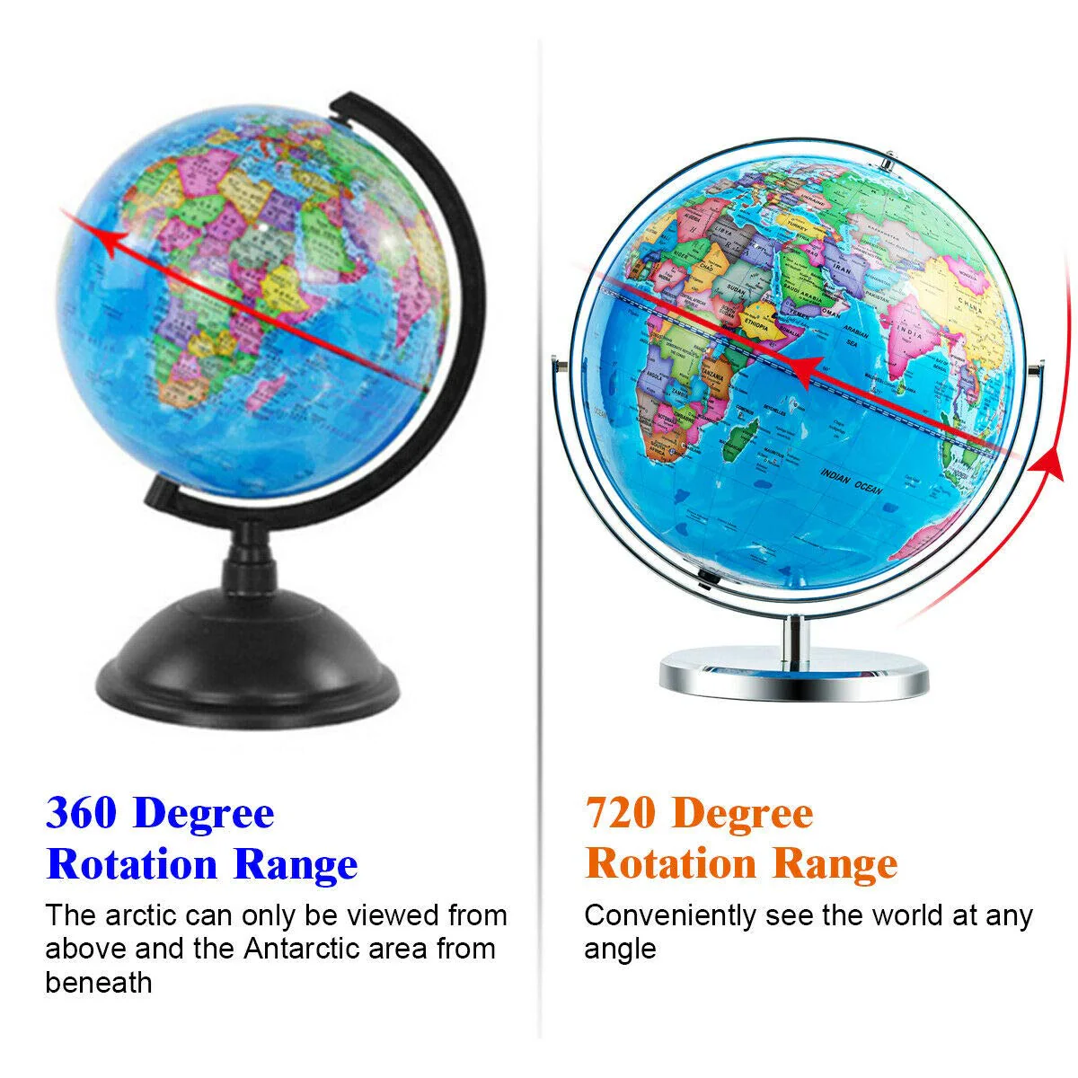 Desktop World Globe, Educational Geographic World Globe with LED Lights - Image 4