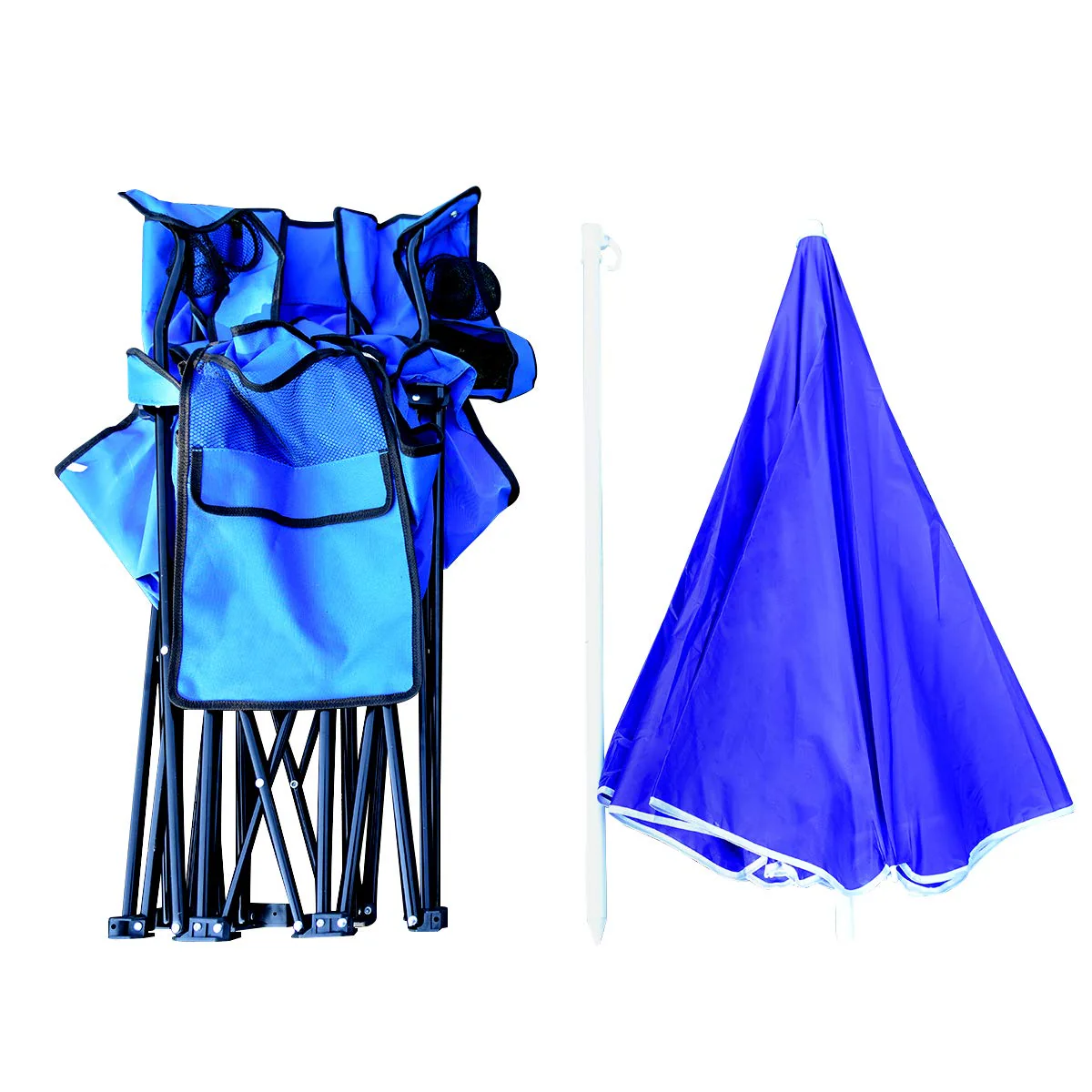 Double Folding Picnic Chairs Umbrella Mini Table Beverage Holder Carrying Bag - Image 13