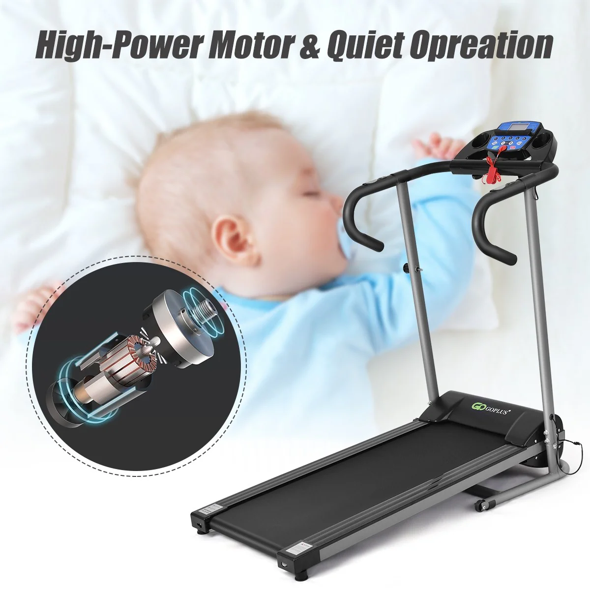 Electric Folding Treadmill with LCD Display and Heart Rate Sensor - Image 11