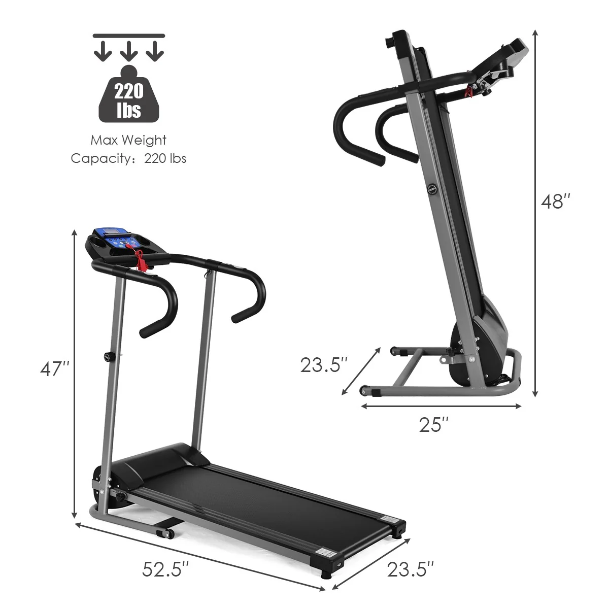 Electric Folding Treadmill with LCD Display and Heart Rate Sensor - Image 12