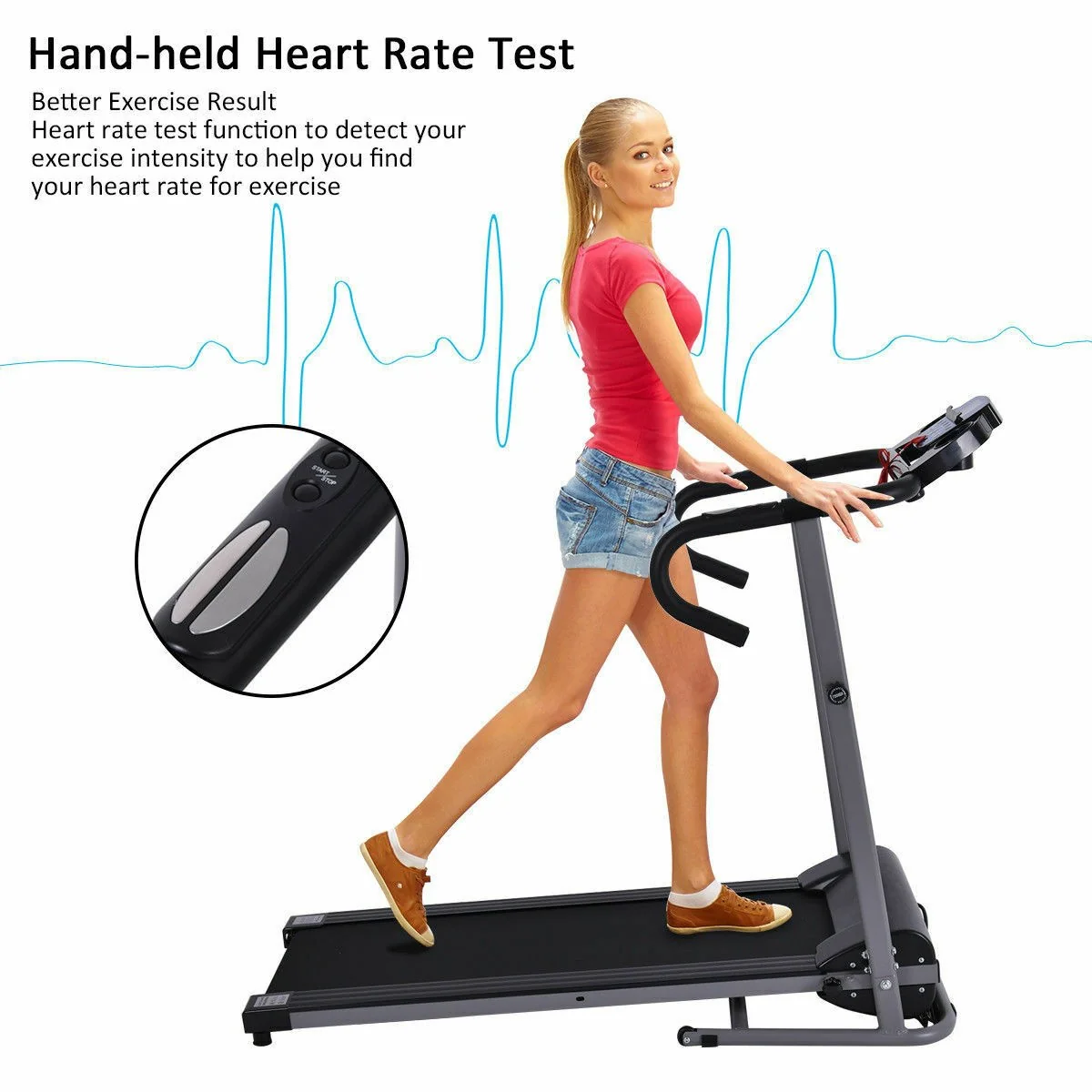 Electric Folding Treadmill with LCD Display and Heart Rate Sensor - Image 5