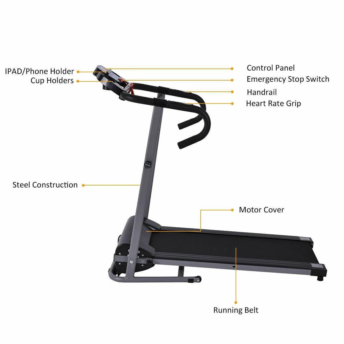 Electric Folding Treadmill with LCD Display and Heart Rate Sensor - Image 6