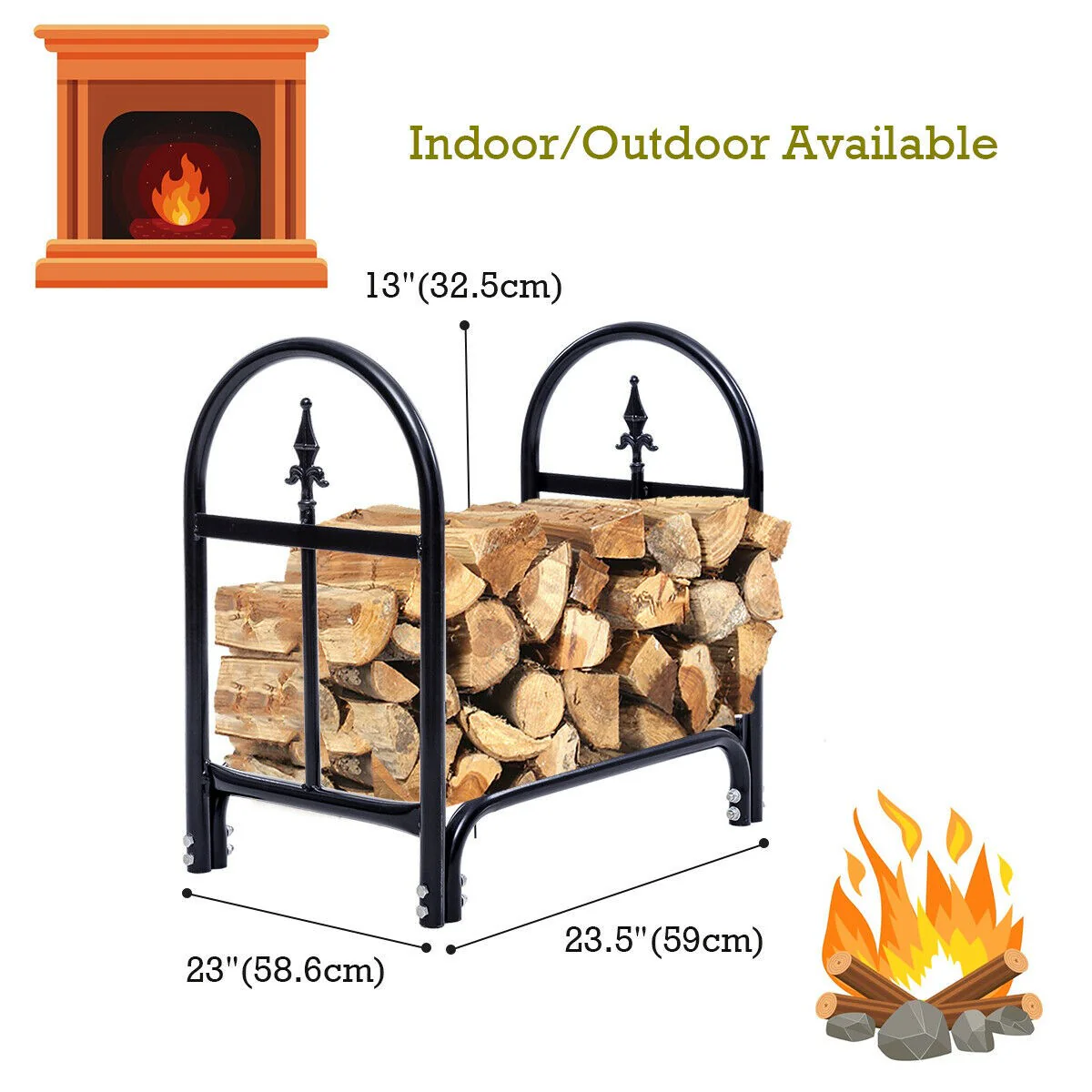 Firewood Log Rack Indoor Outdoor Fireplace Storage Holder (2 Feet) - Image 10