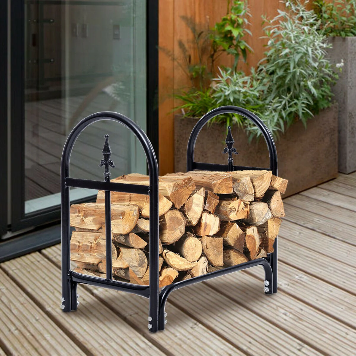 Firewood Log Rack Indoor Outdoor Fireplace Storage Holder (2 Feet) - Image 4