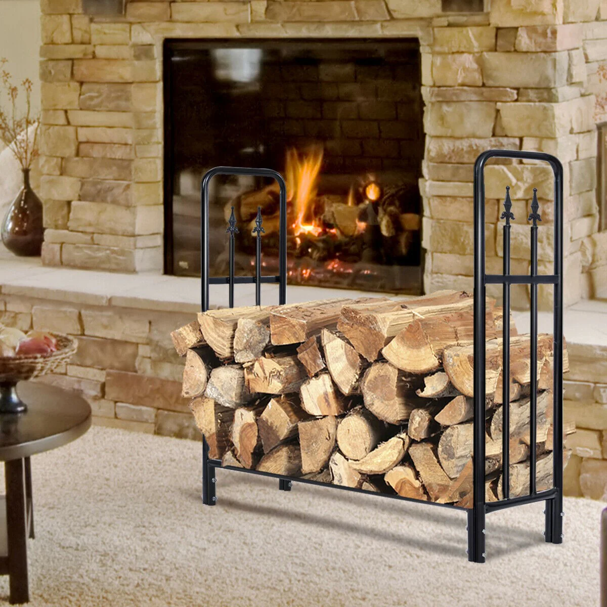 Firewood Log Rack Indoor Outdoor Fireplace Storage Holder - Image 3