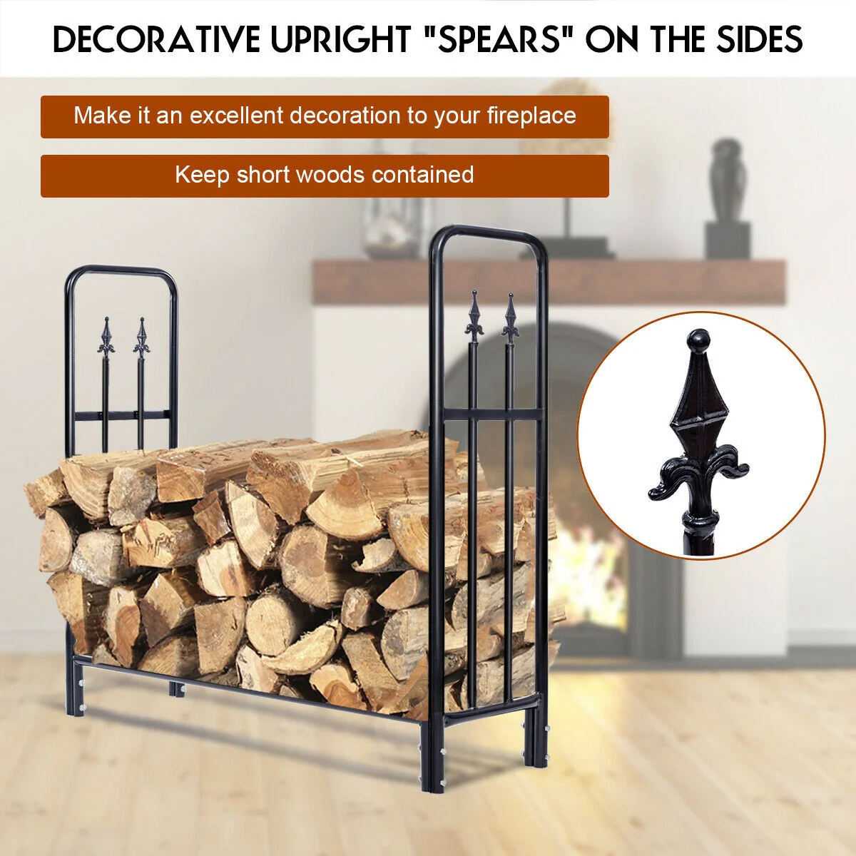 Firewood Log Rack Indoor Outdoor Fireplace Storage Holder - Image 4