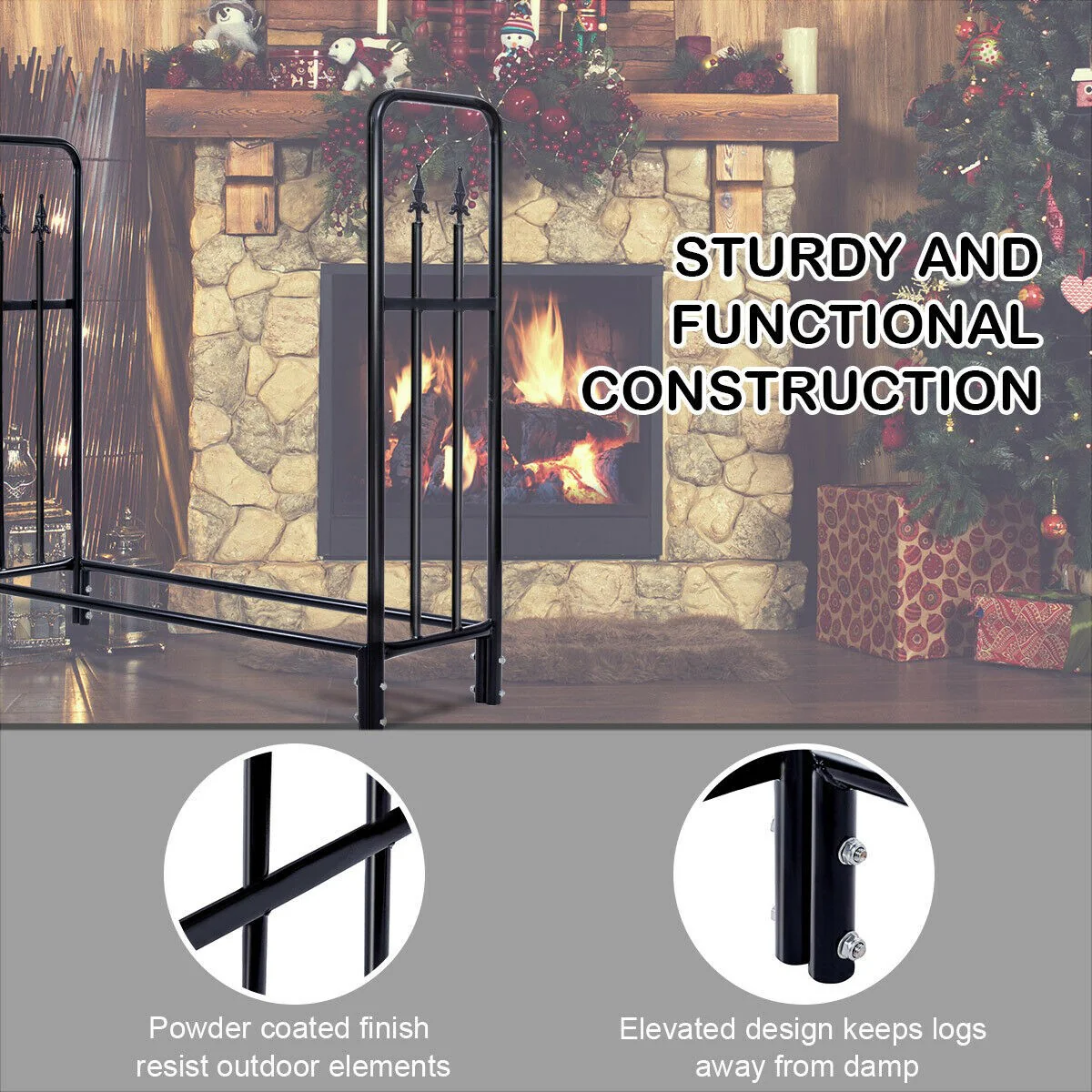 Firewood Log Rack Indoor Outdoor Fireplace Storage Holder - Image 5