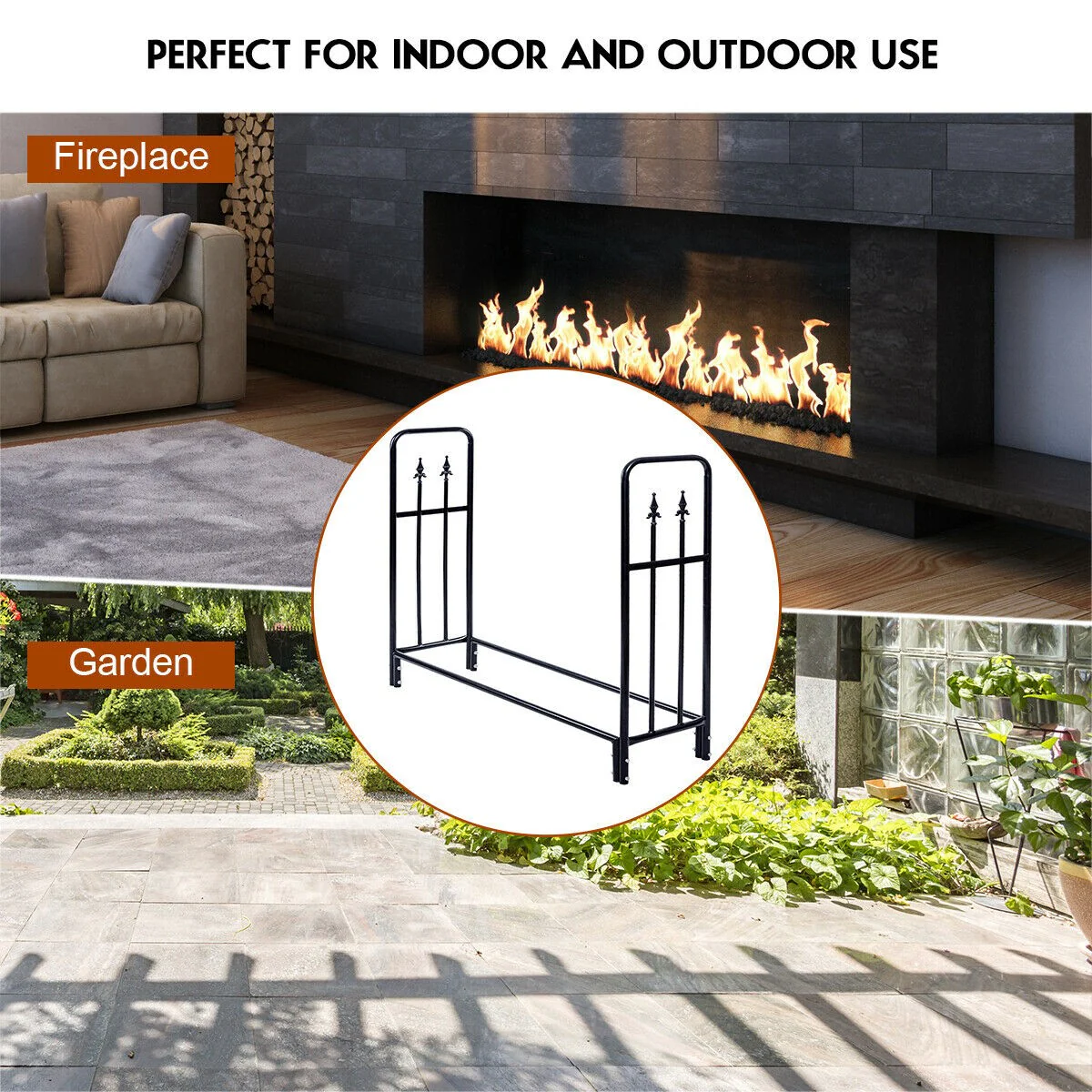 Firewood Log Rack Indoor Outdoor Fireplace Storage Holder - Image 6