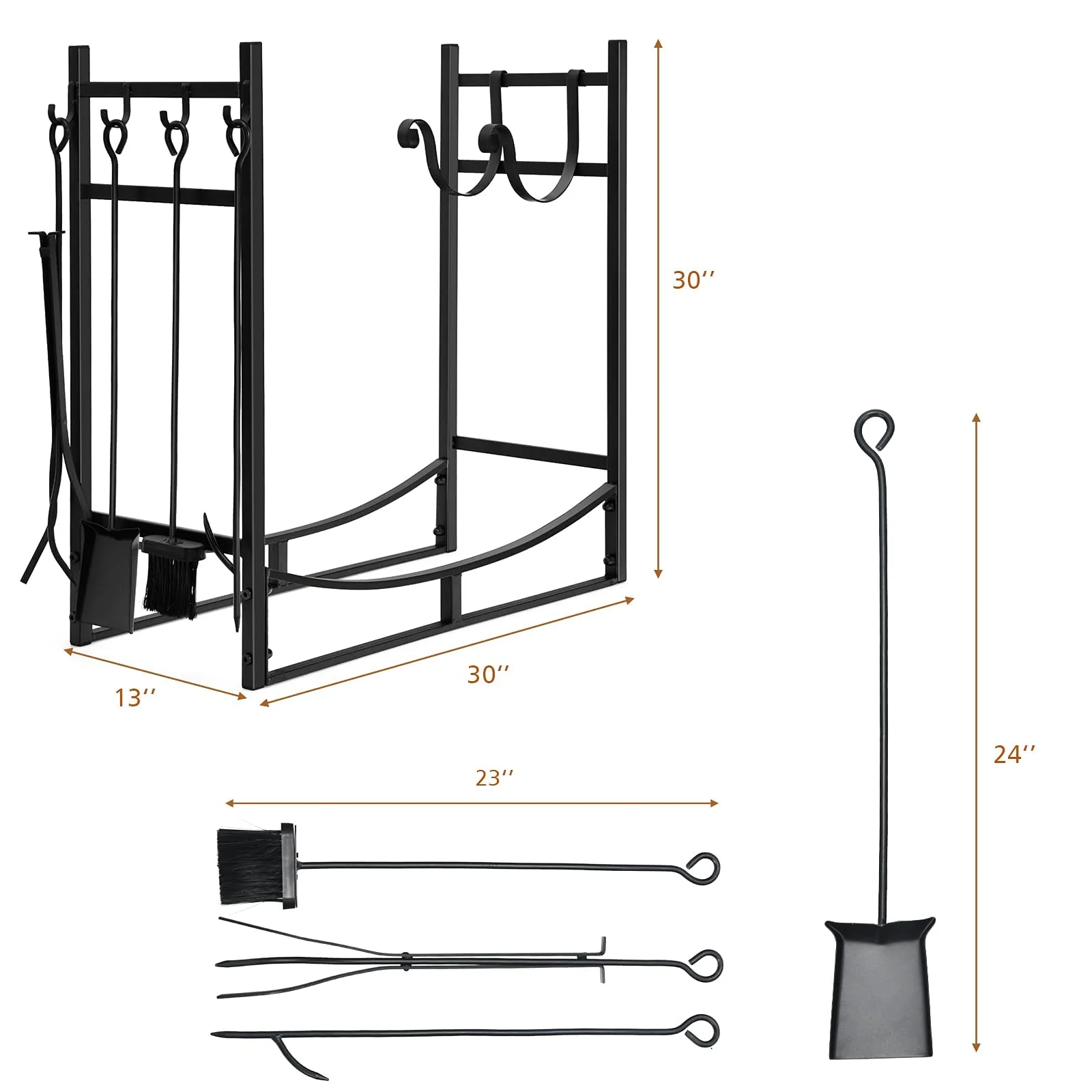Firewood Rack with Tool Set 36' /30' Fireplace Log Holder - Image 16