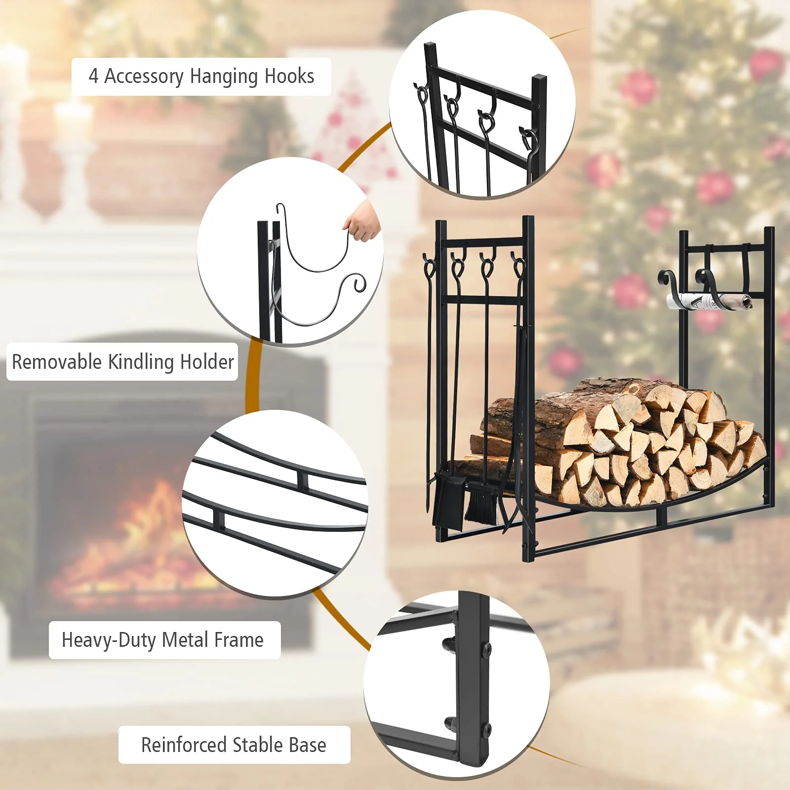 Firewood Rack with Tool Set 36' /30' Fireplace Log Holder - Image 18