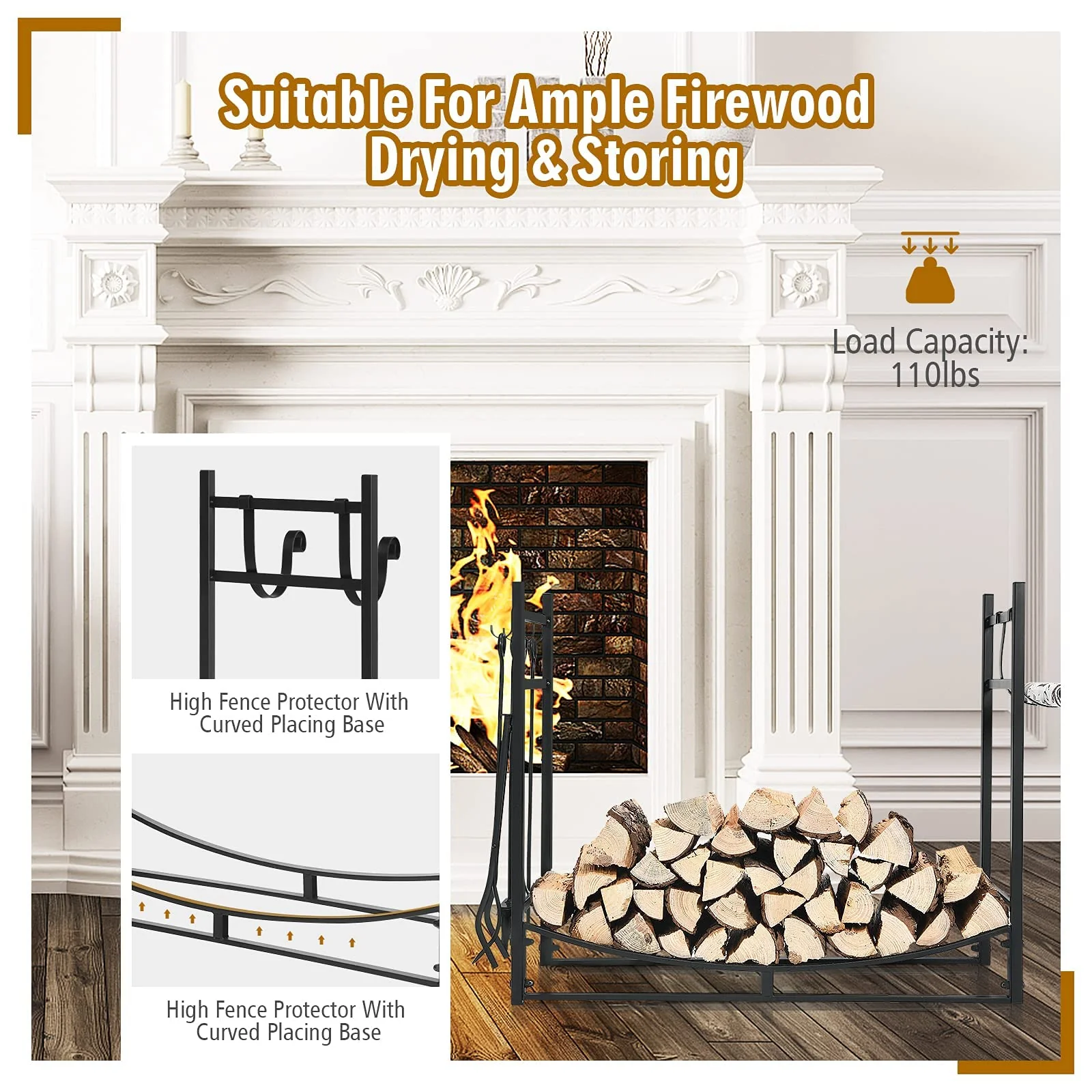 Firewood Rack with Tool Set 36' /30' Fireplace Log Holder - Image 19