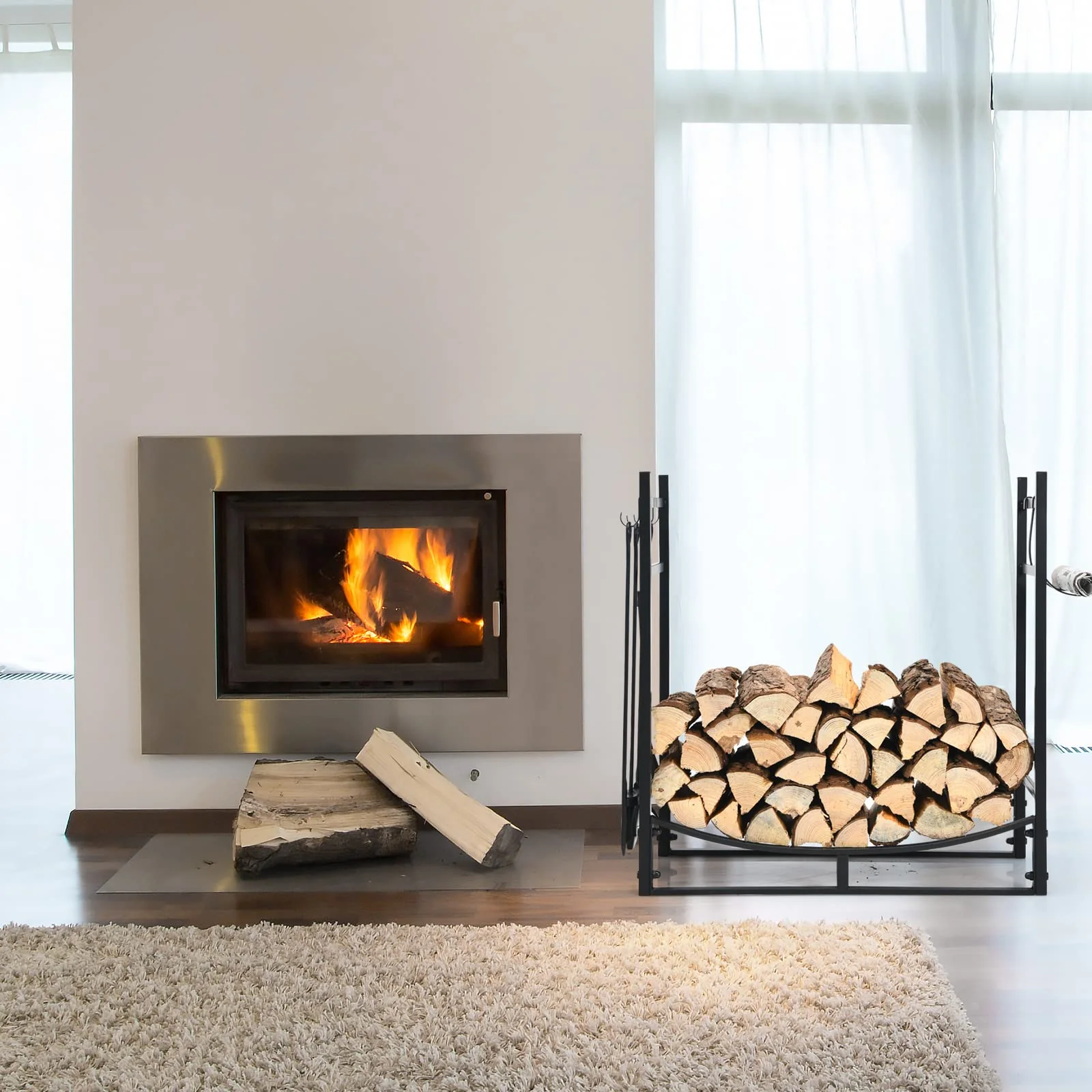 Firewood Rack with Tool Set 36' /30' Fireplace Log Holder - Image 4