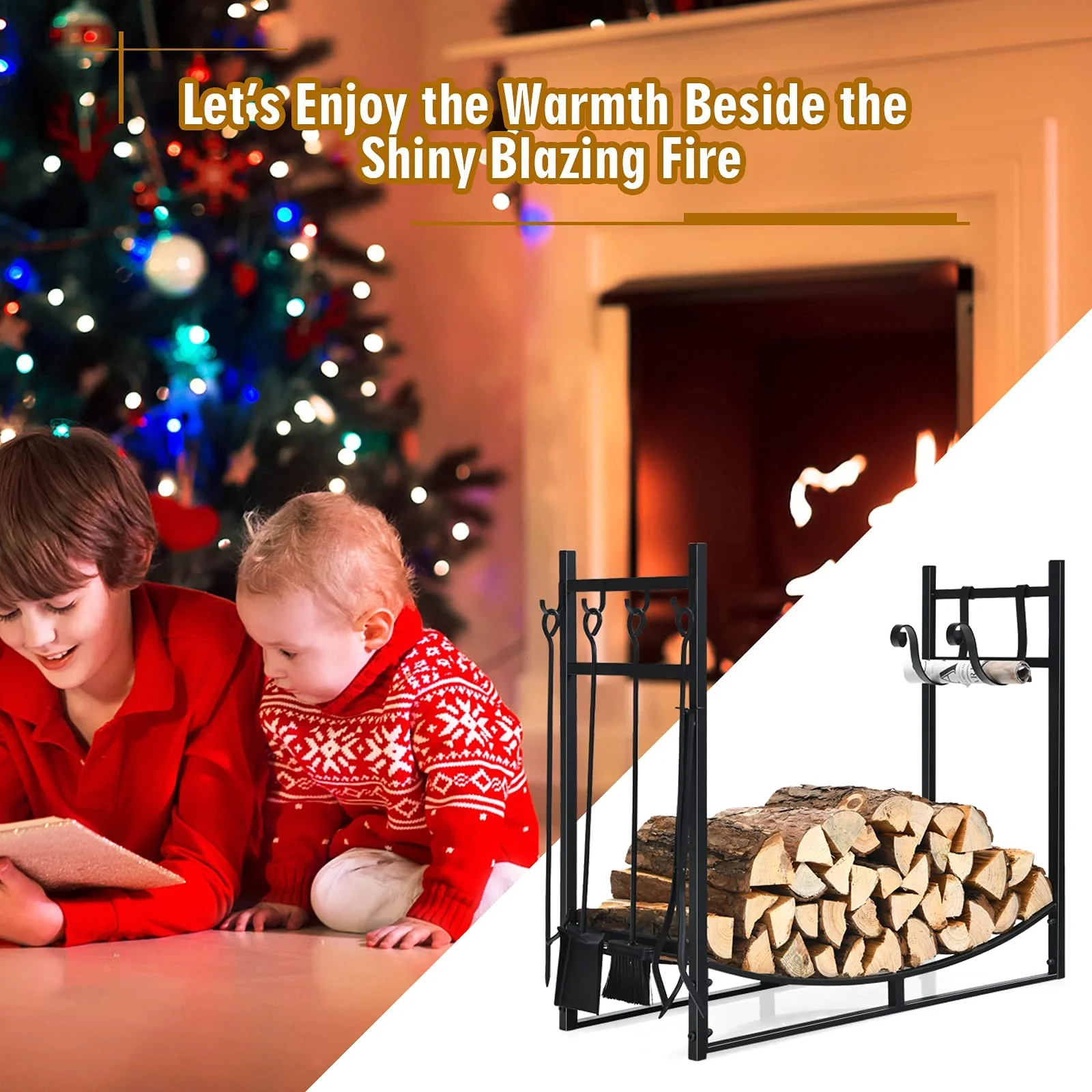 Firewood Rack with Tool Set 36' /30' Fireplace Log Holder - Image 7