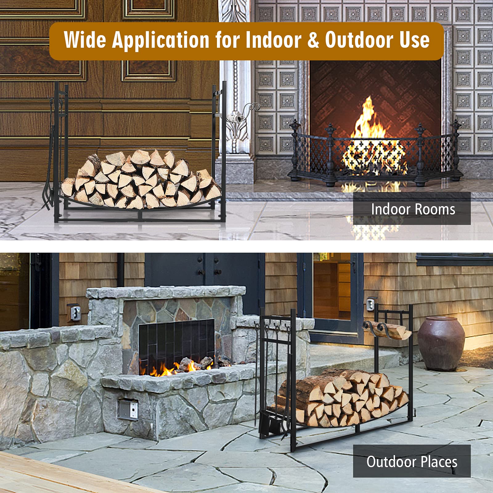 Firewood Rack with Tool Set 36' /30' Fireplace Log Holder - Image 8