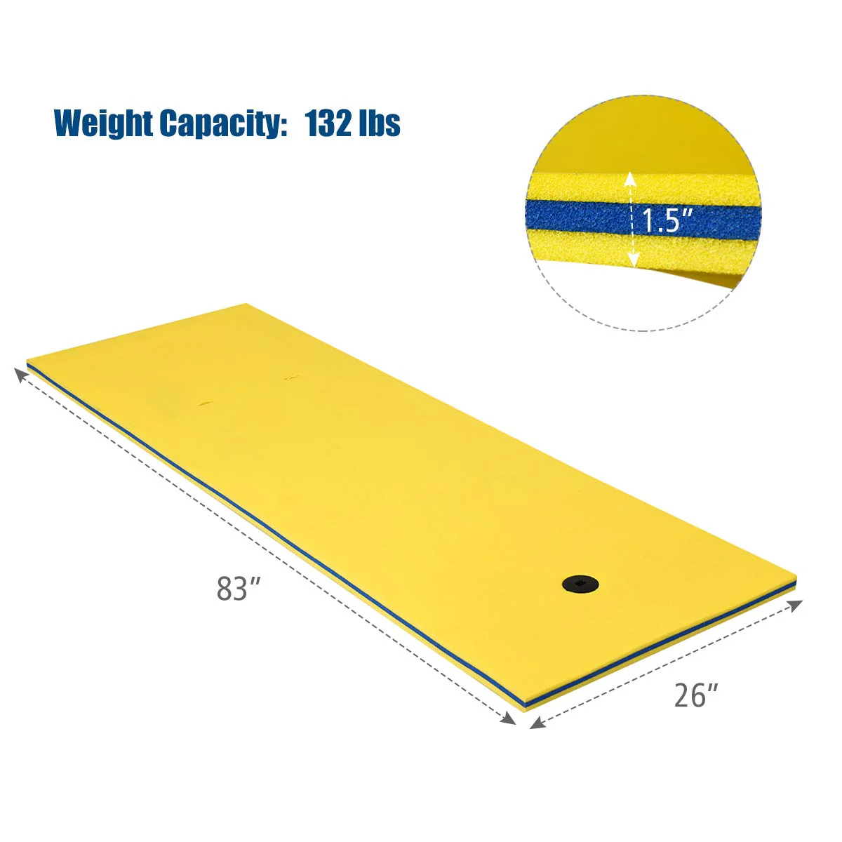 Goplus 83'' x 26'' Floating Water Pad Mat with Rolling Pillow Design - Image 8