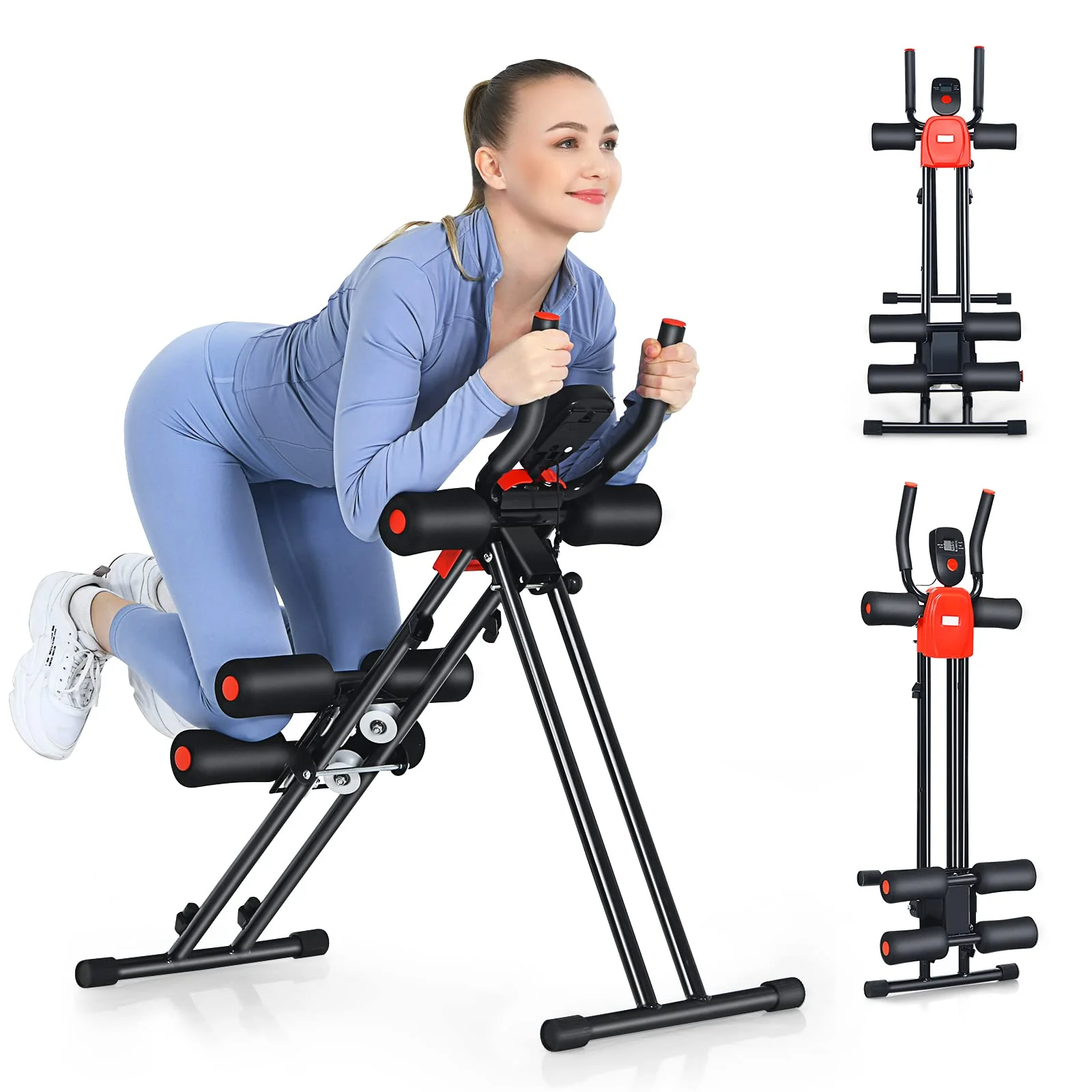Foldable Core Abdominal Trainer, AB Workout Machine Exercise Equipment with 3 Adjustable Levels