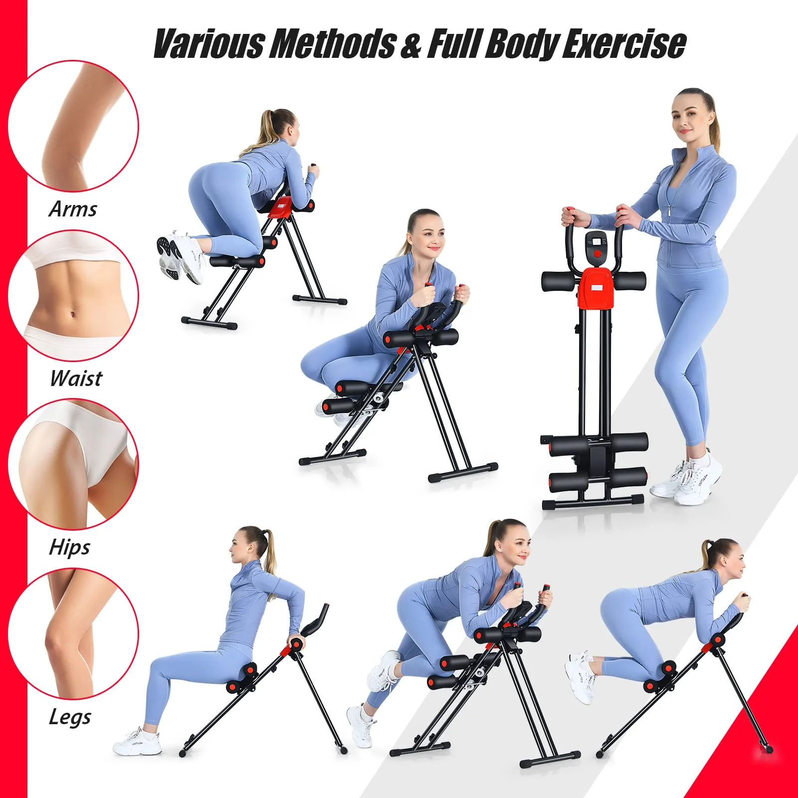 Foldable Core Abdominal Trainer, AB Workout Machine Exercise Equipment with 3 Adjustable Levels - Image 2